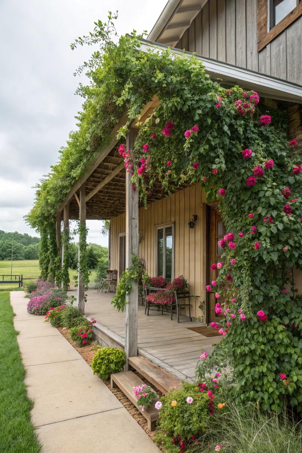 Fashion a botanical sanctuary on your veranda with abundant greenery.