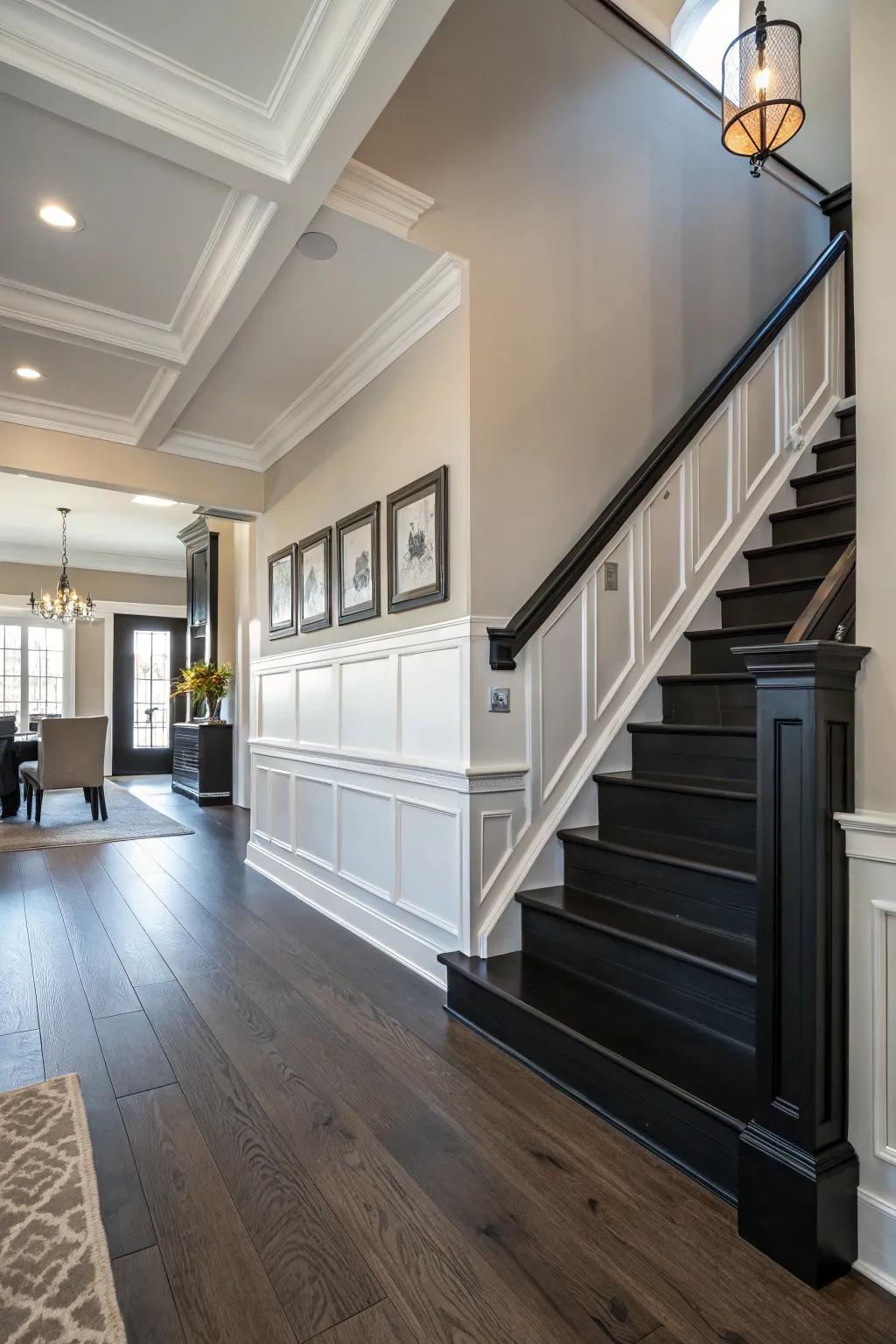Residence showcasing strikingly contrasting baseboard trim.