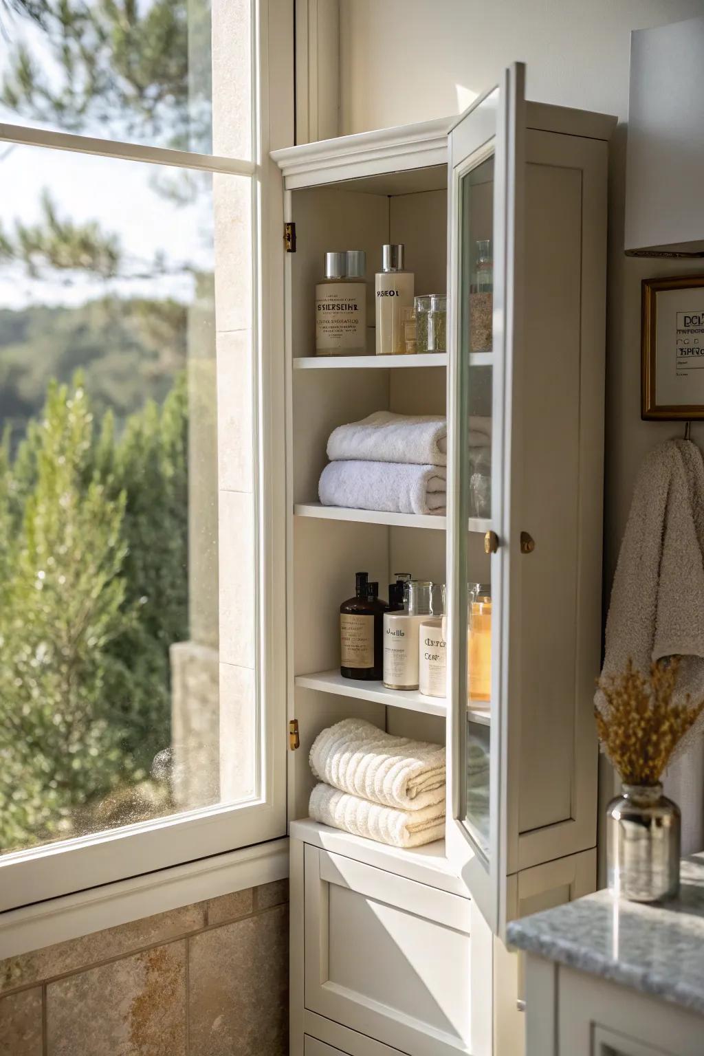 Natural light opens the space.
