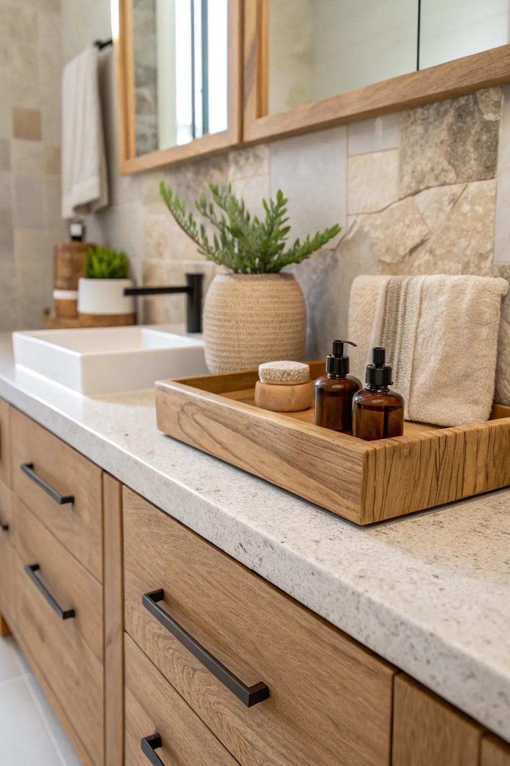 Organic materials enrich your bathroom with warmth and personality.