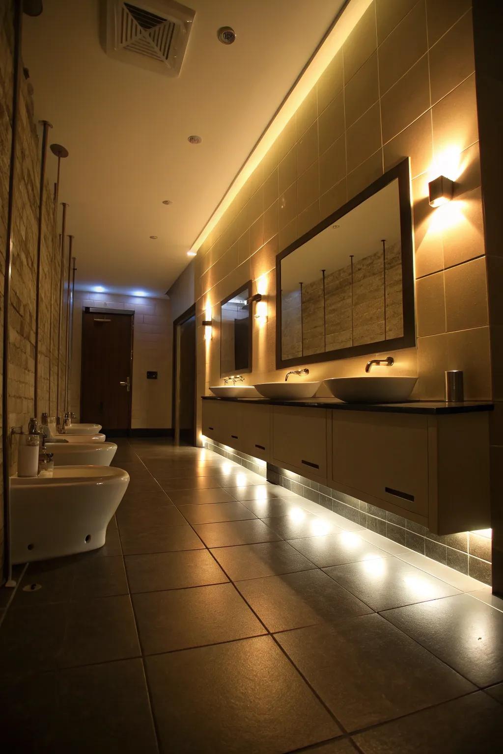 Floor-level lighting for a cozy atmosphere.
