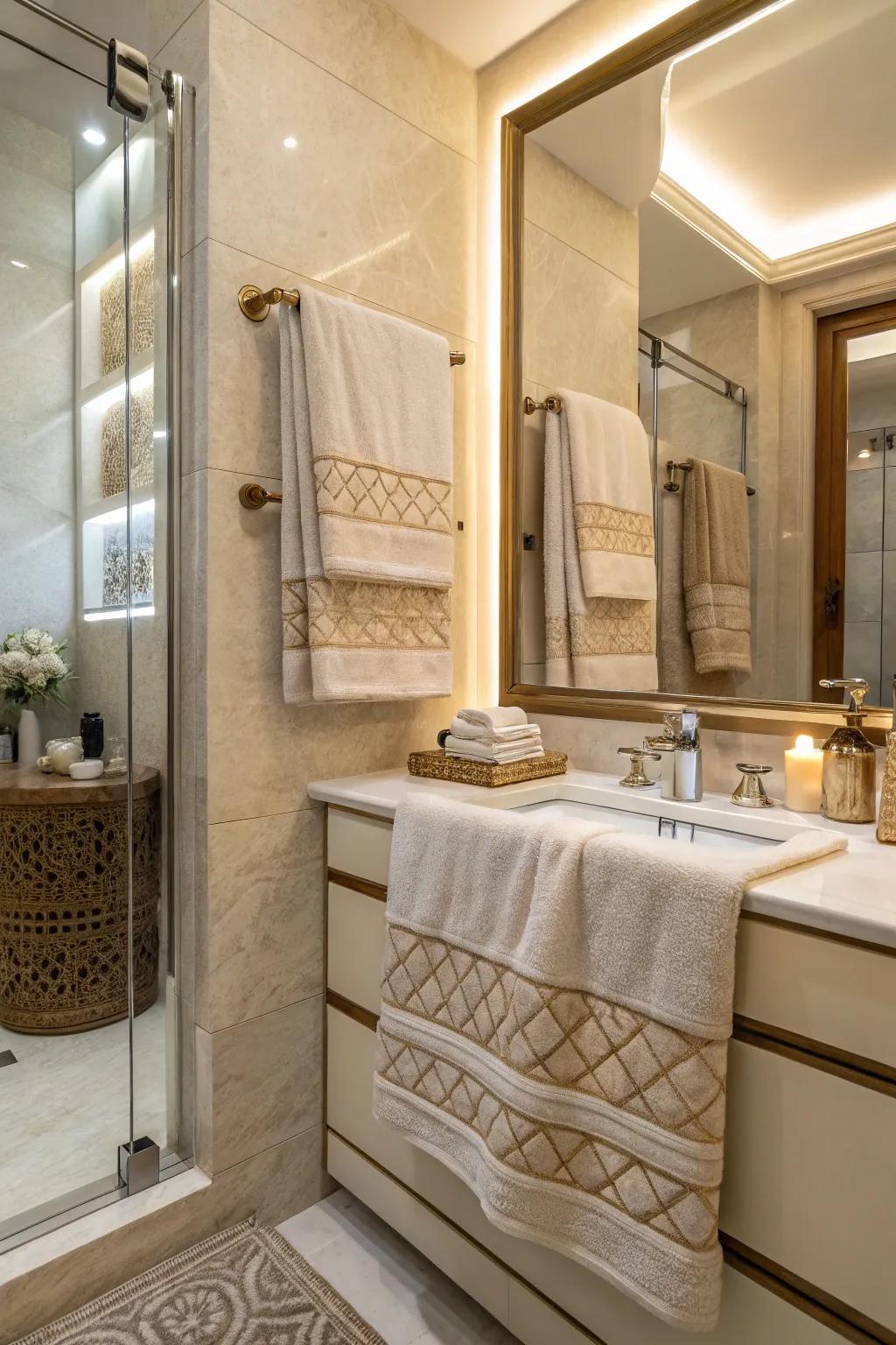 Beige and taupe textiles offer a soothing and elegant element.