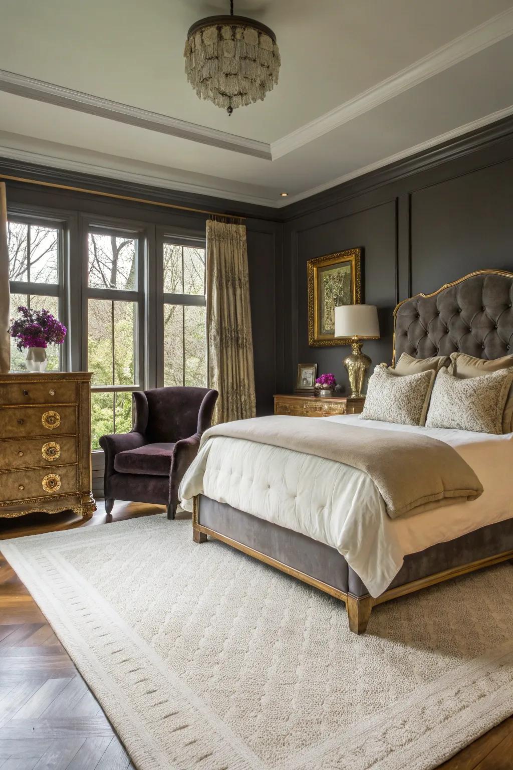 Graphite gray walls add drama and sophistication.