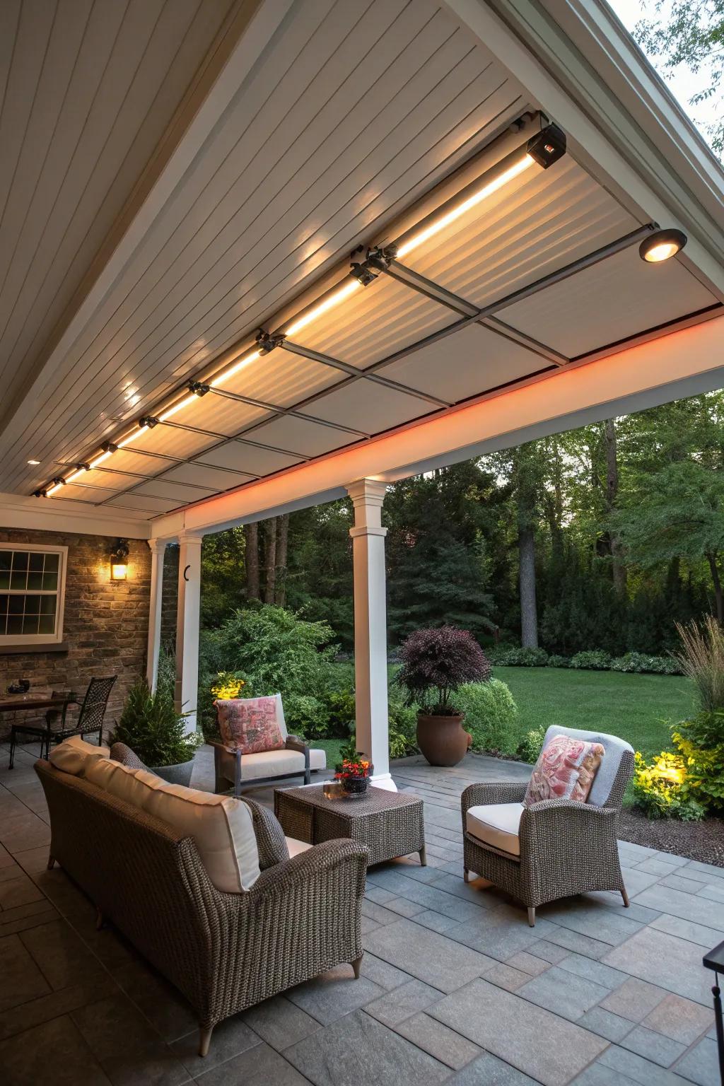 Radiant heat panels offer subtle and effective warmth.