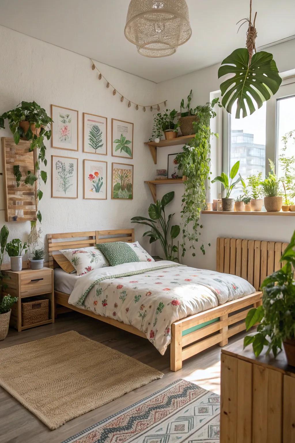 Natural decor that infuses the room with a sense of vitality.