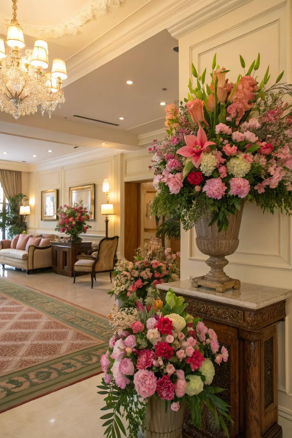 Botanical arrangements breathe vitality and freshness.