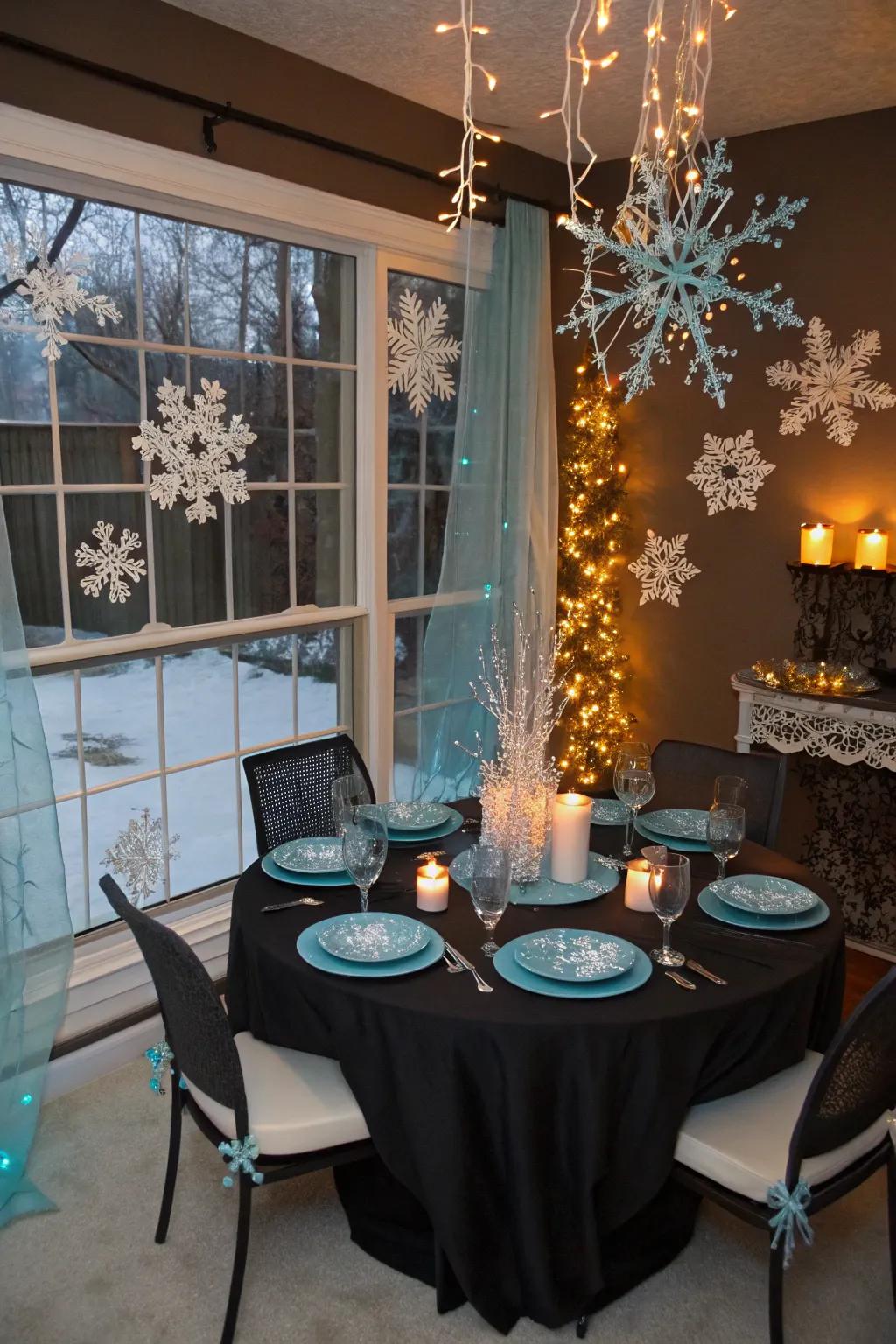 Winter wonderland marked by festive charm.