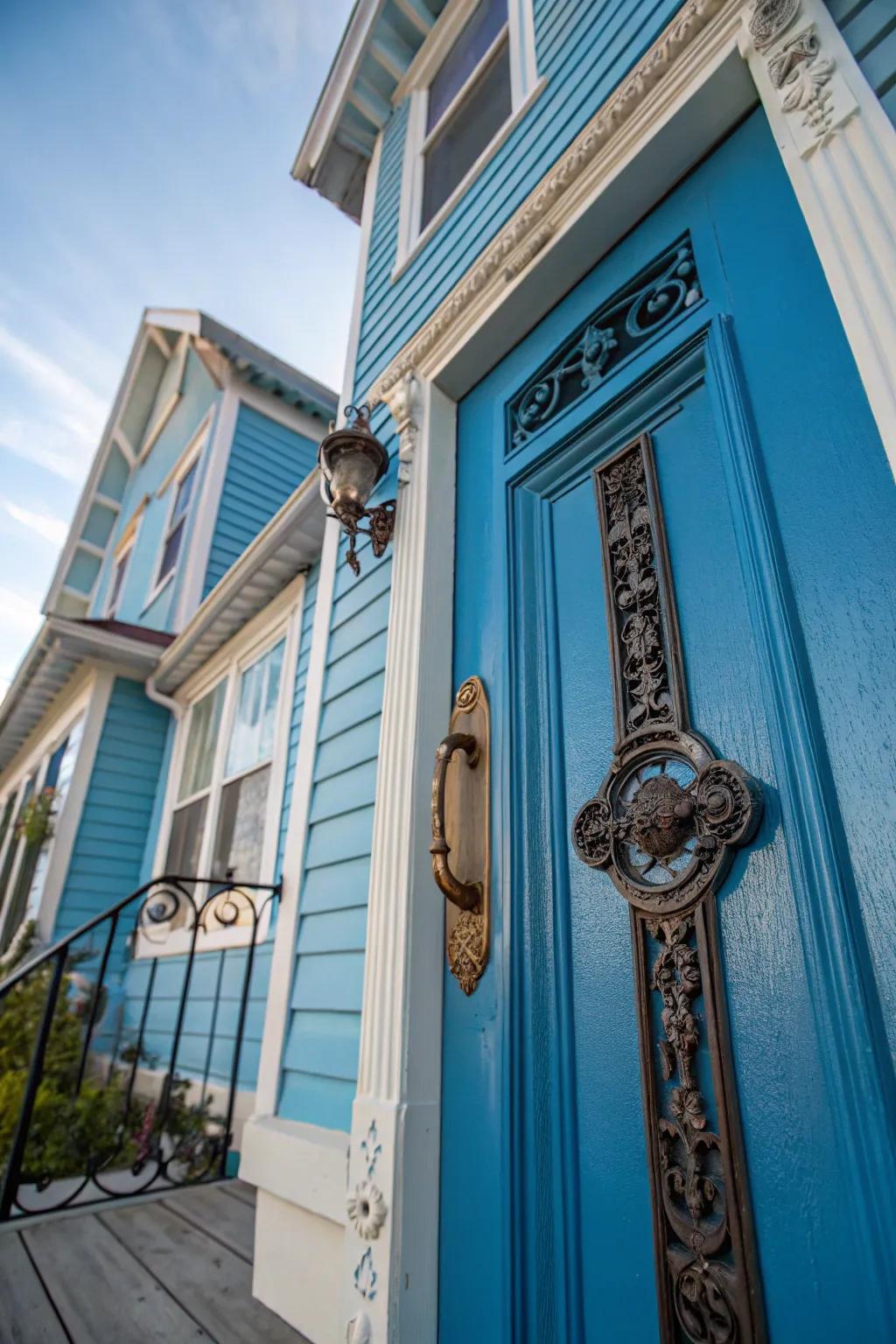 Distinct entryway handles impart individuality to your home’s exterior.