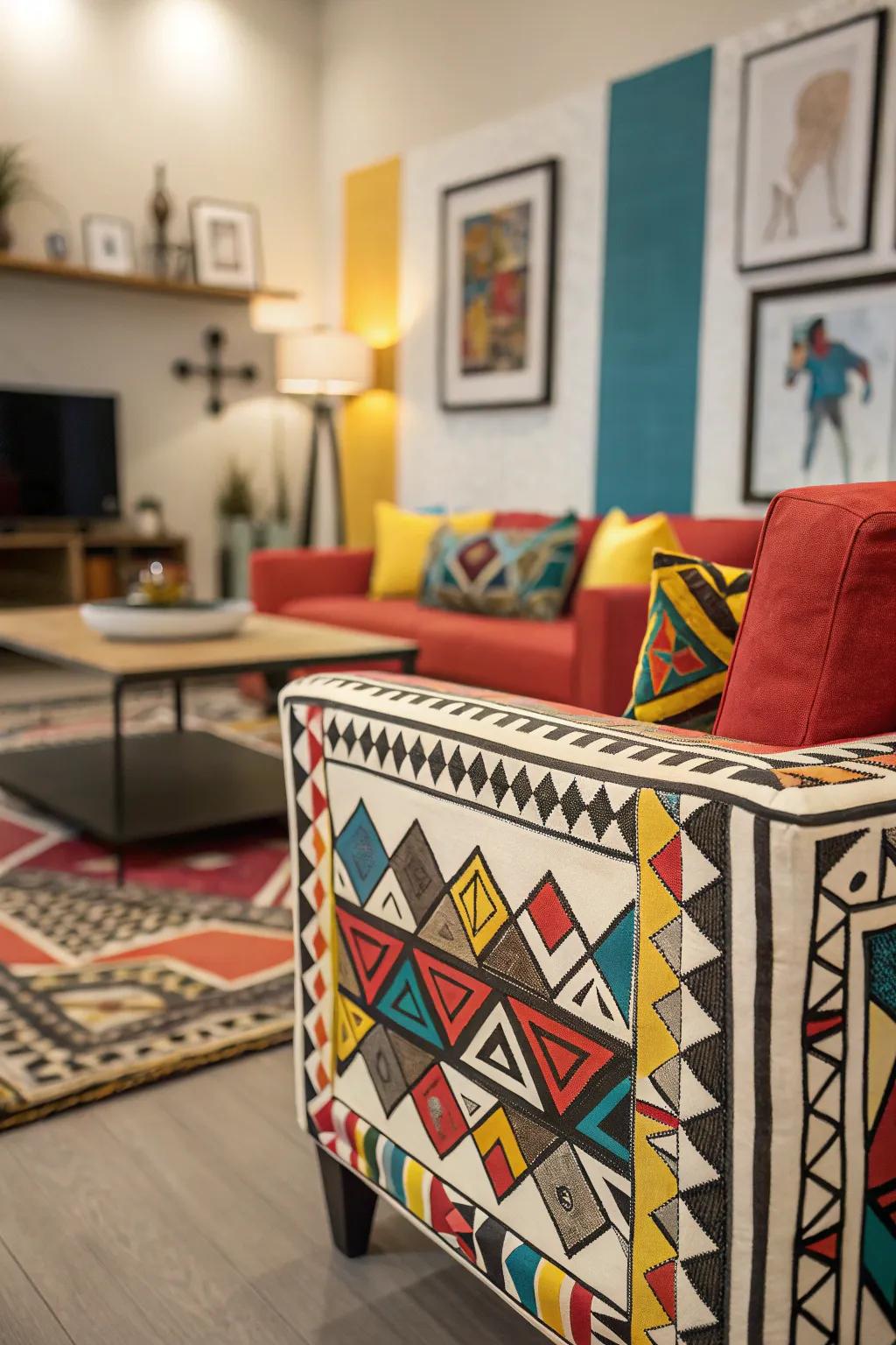 Graphic borders metamorphose walls into works of art.