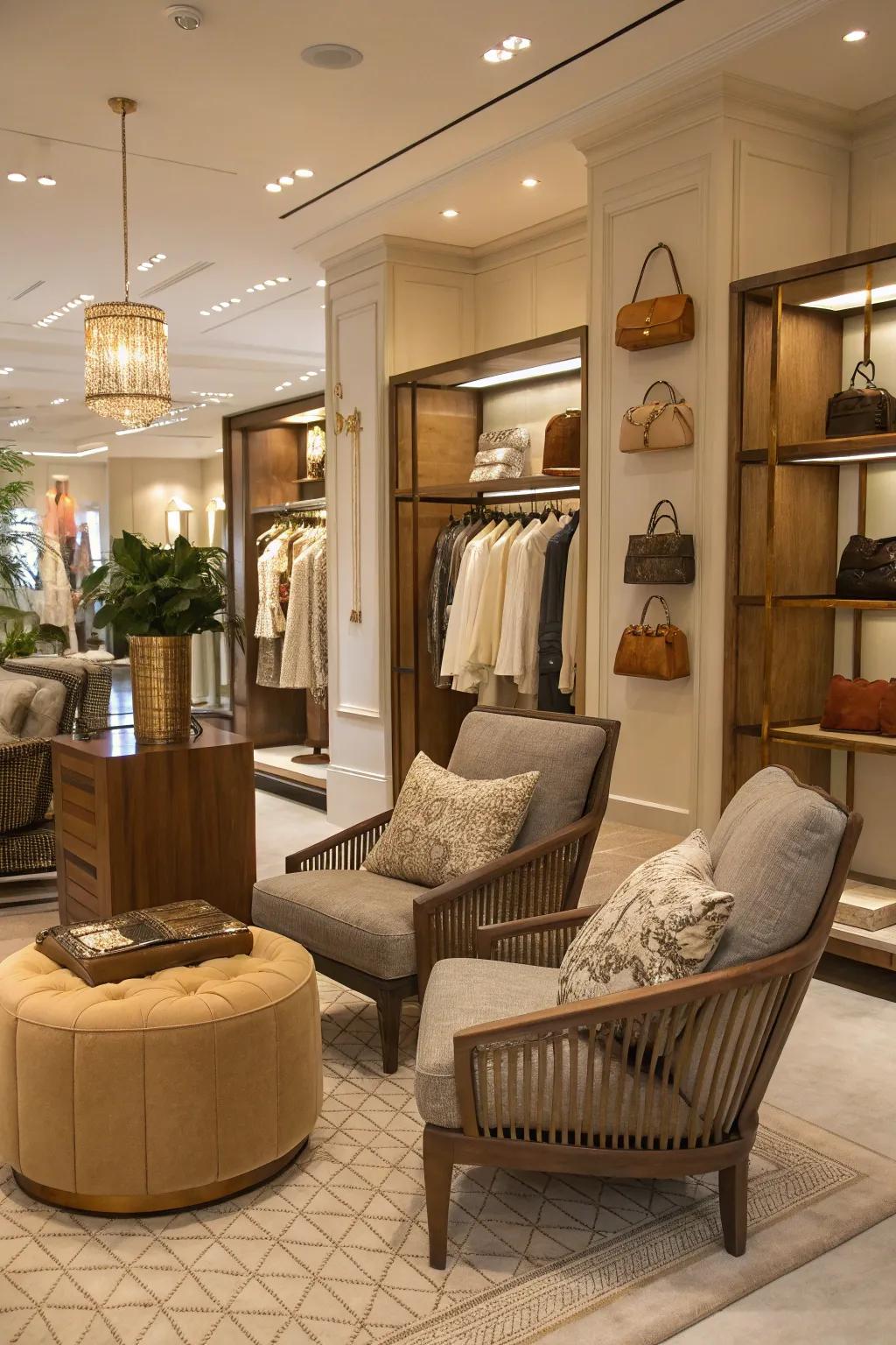 A boutique interior featuring cozy retreats, encouraging relaxation and prolonged visits.