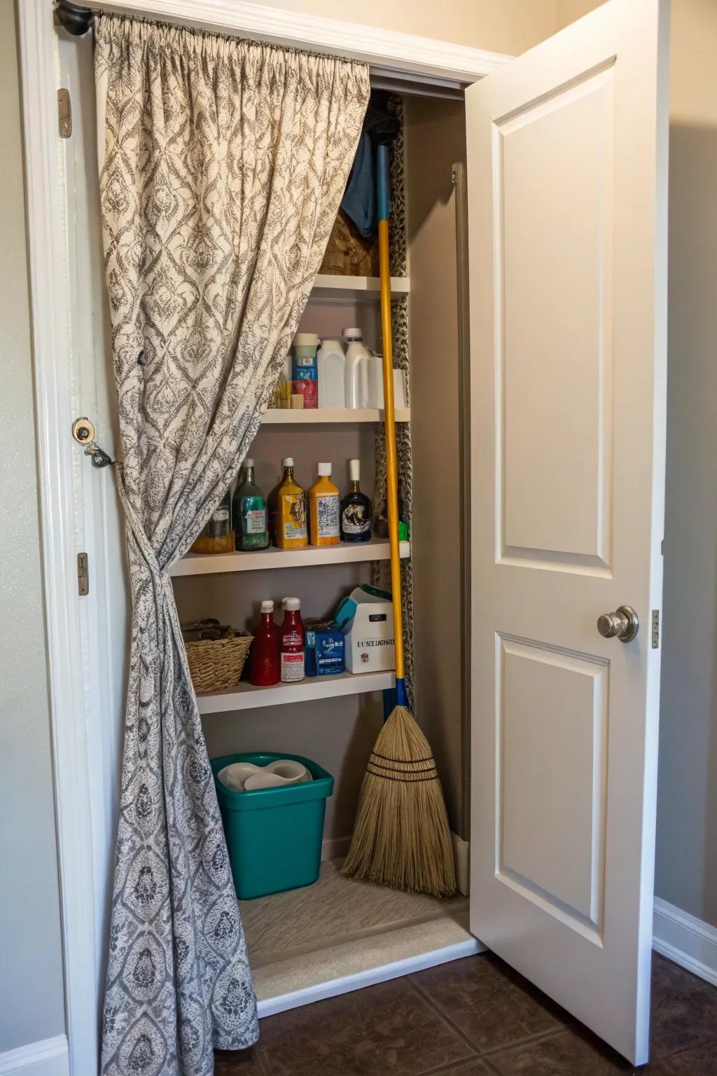 A curtain adds a soft and stylish closure to your closet space.