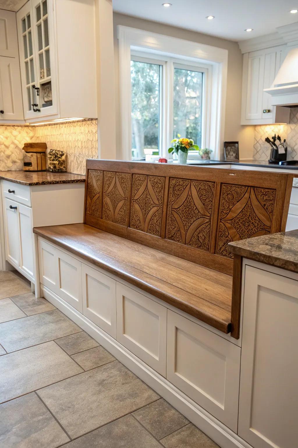 Elevate visual interest through decorative bench backing.