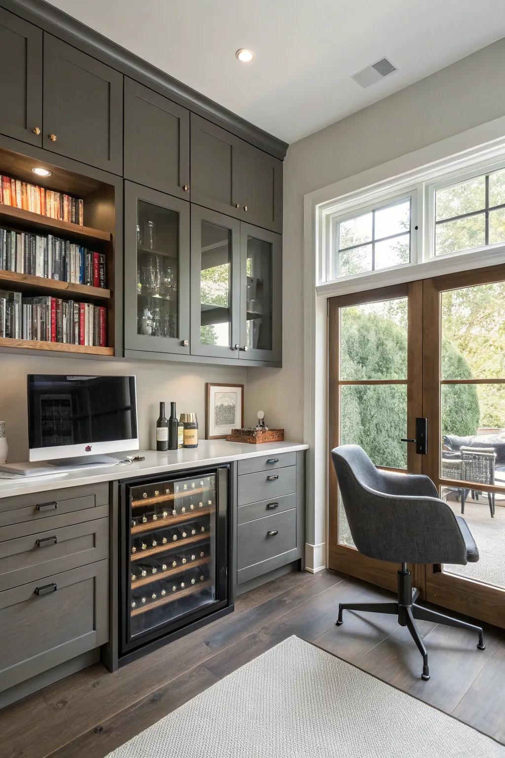 Elevate your home office setup with a drink chiller, adding a dash of sophistication.