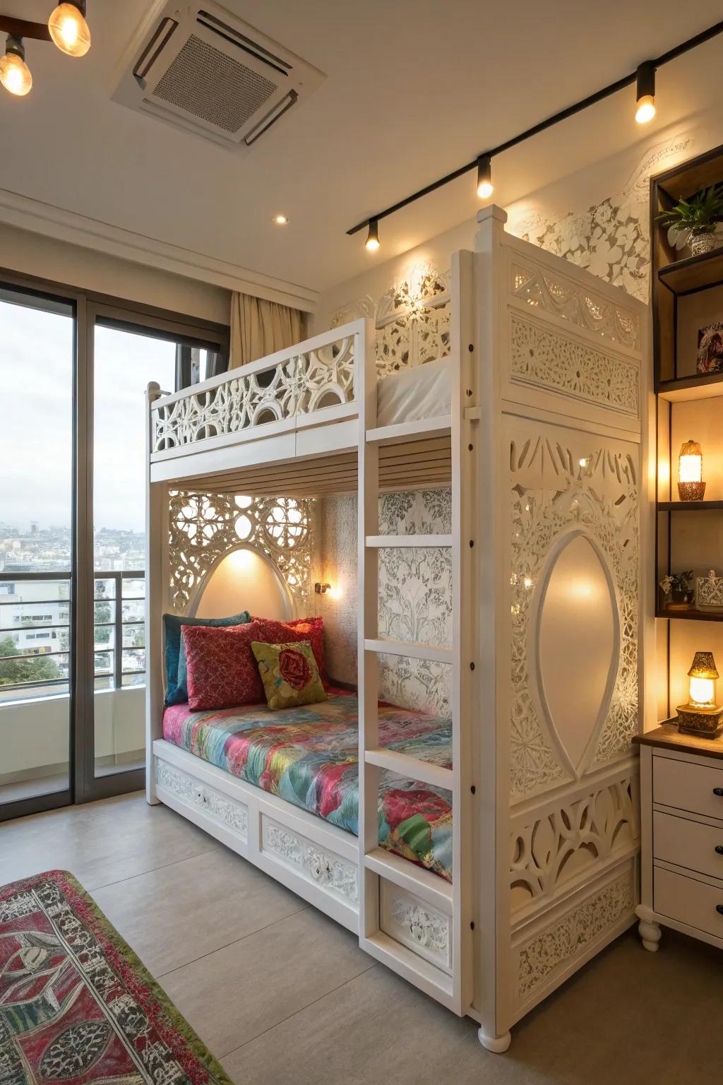 Beam lights attract attention toward spectacular details.