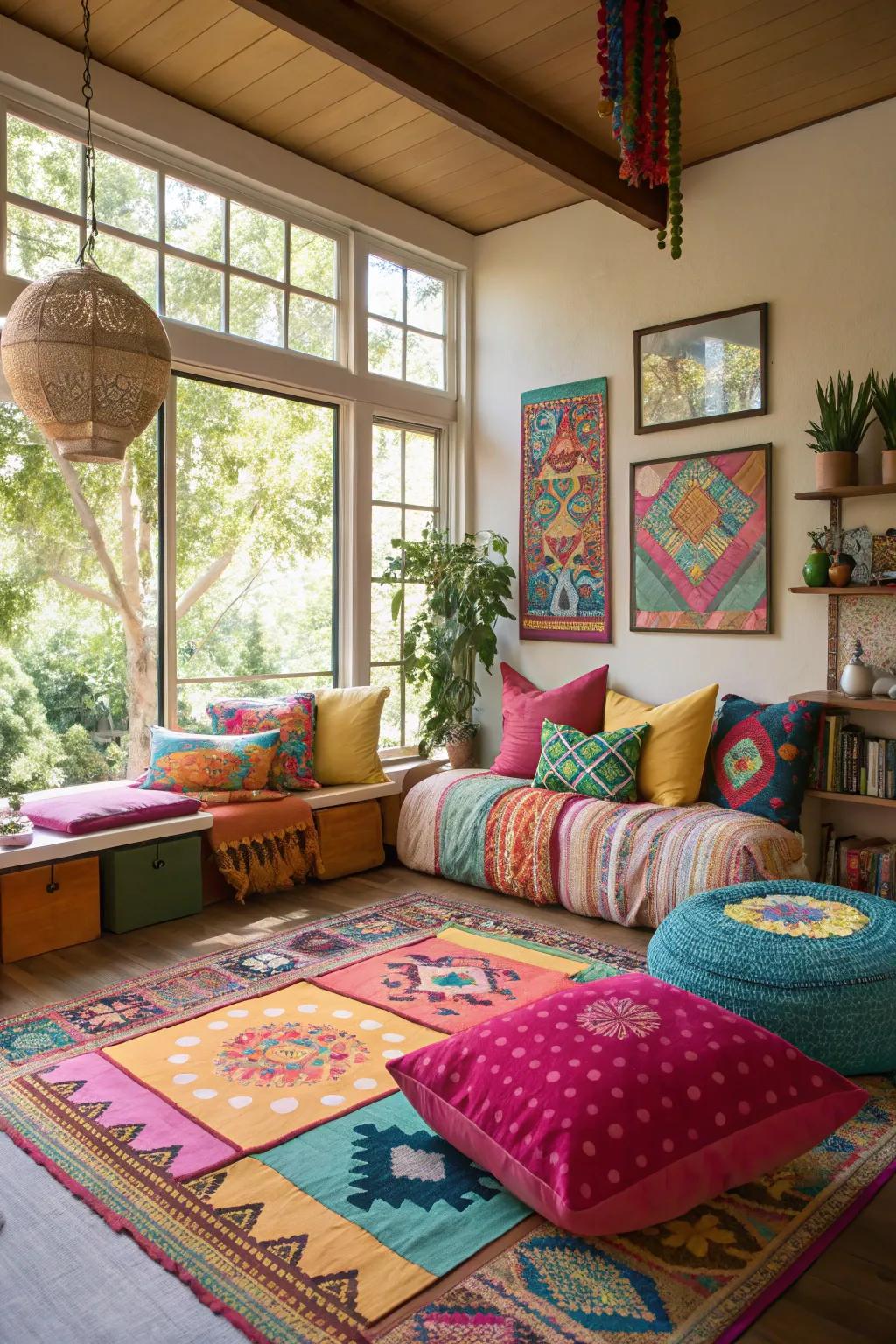 Pops of color brighten the mood in a California room.