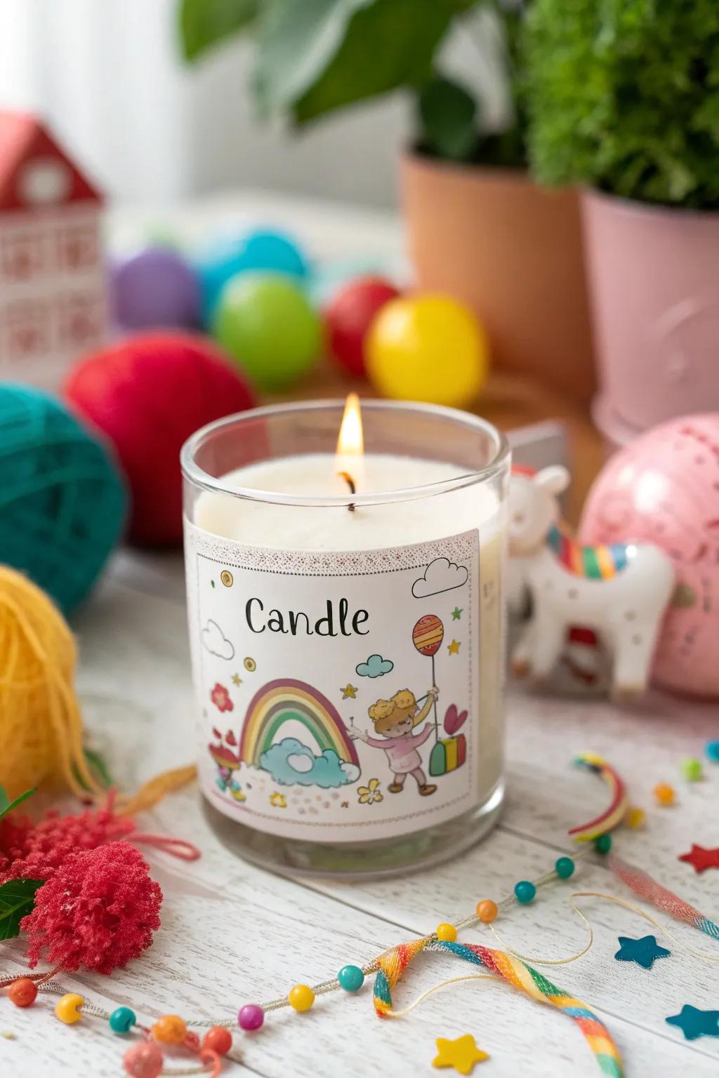 Fanciful candle stickers that integrate a spirited inflection.