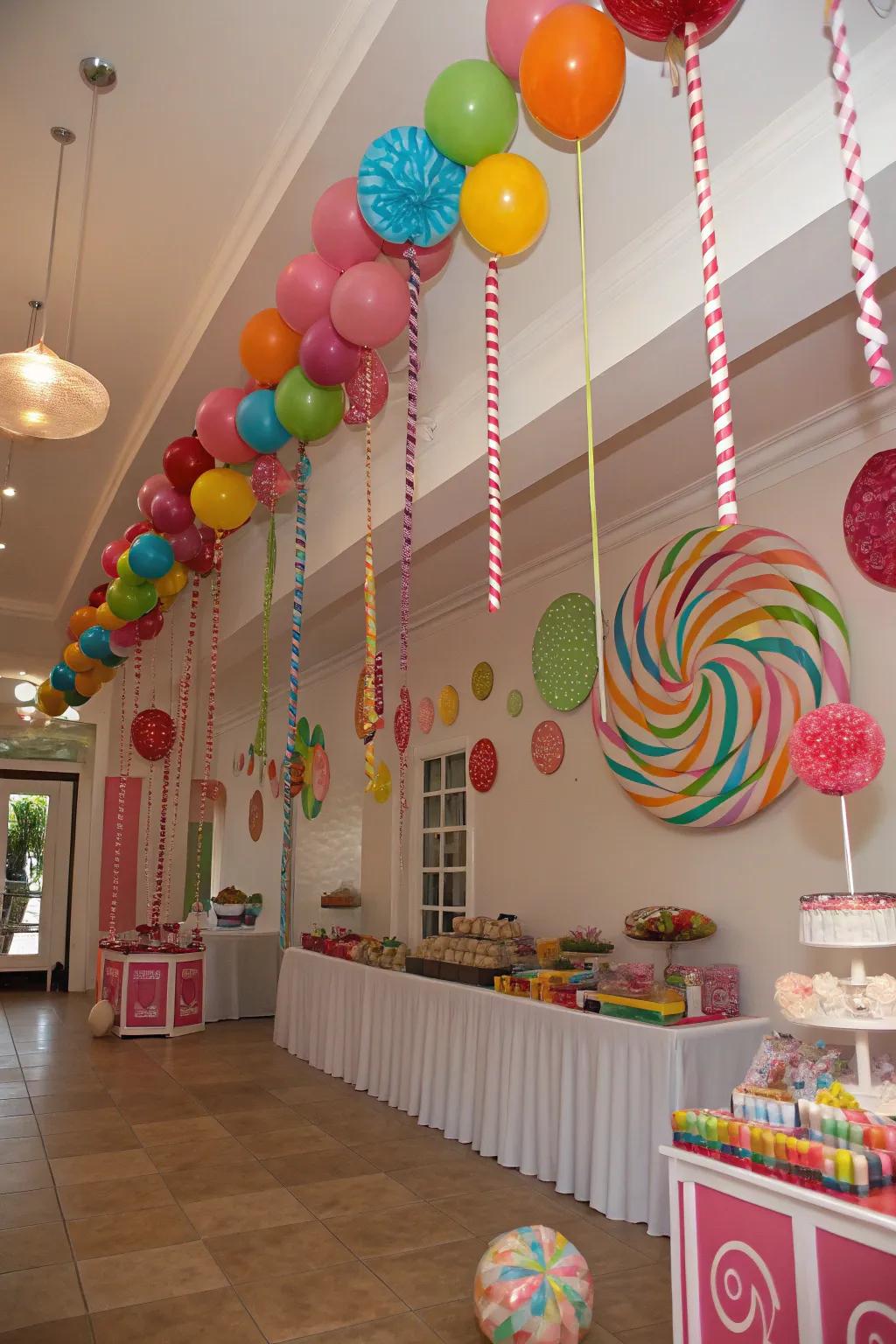 Vault embellishments introduce a whimsical sentiment to the candyland theme.