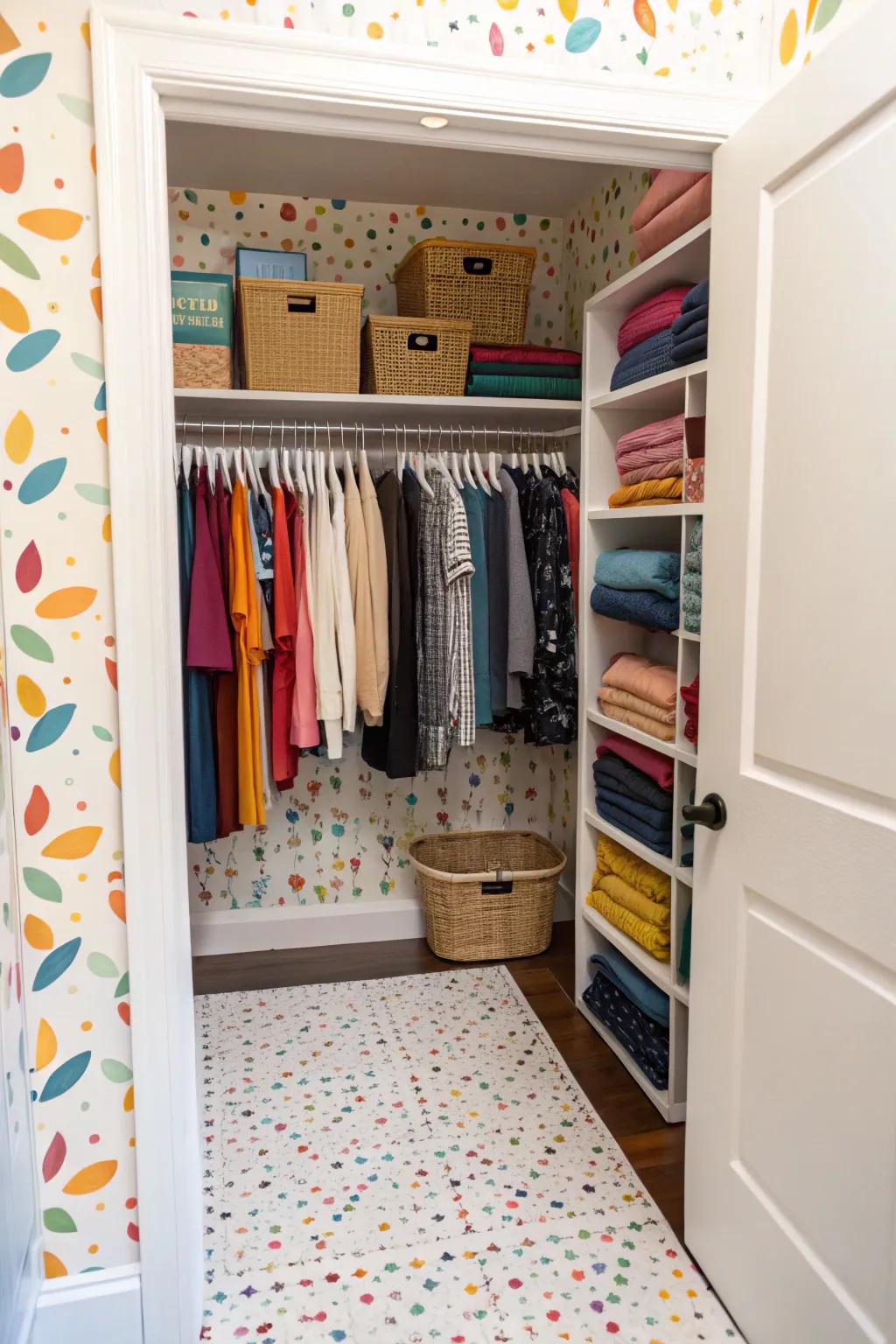 Stick-on wallpaper: unexpected floor covering enjoyable.