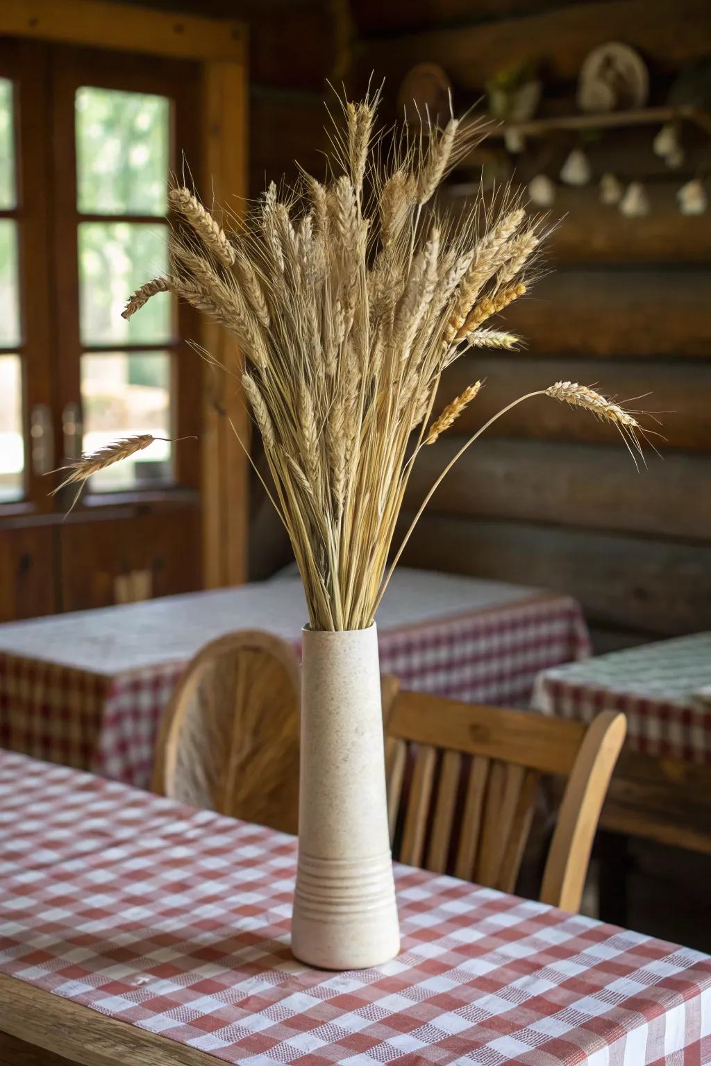 Countryside charm: grain brings warmth and down-to-earth elegance.