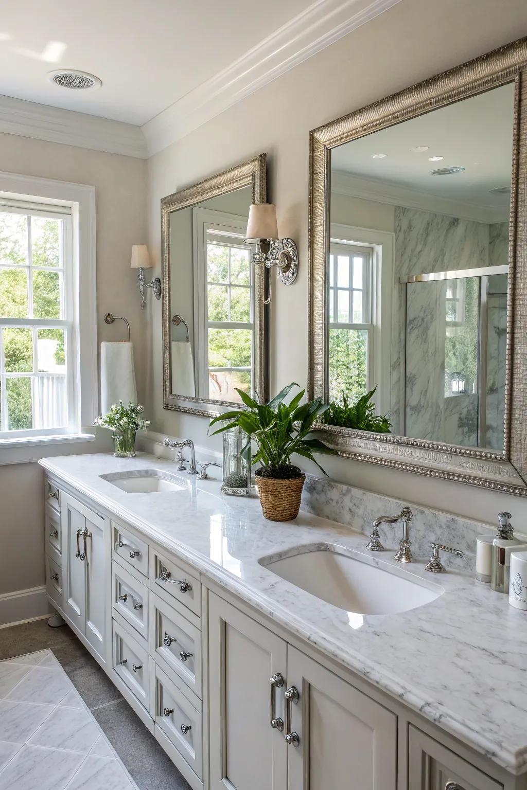 A pair vanity extends both grace and functionality.