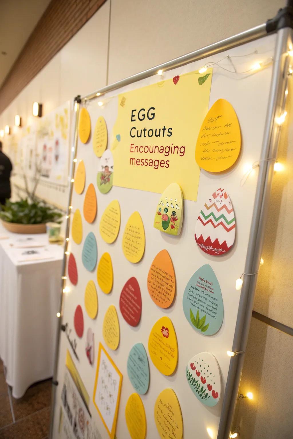 A board filled with eggs of cheer and positivity.