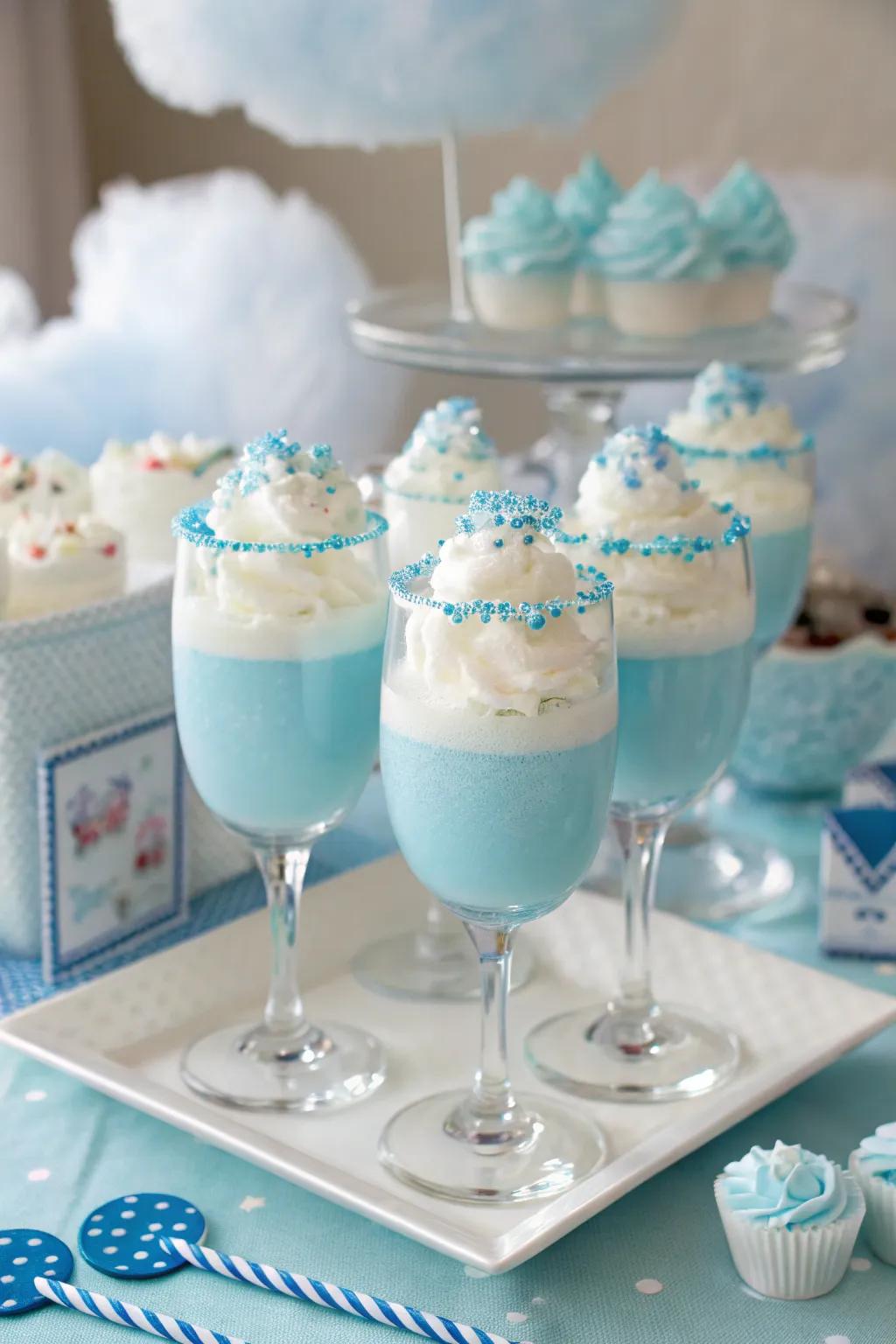 Sky-themed quenchers offer a whimsical and invigorating indulgence for guests.