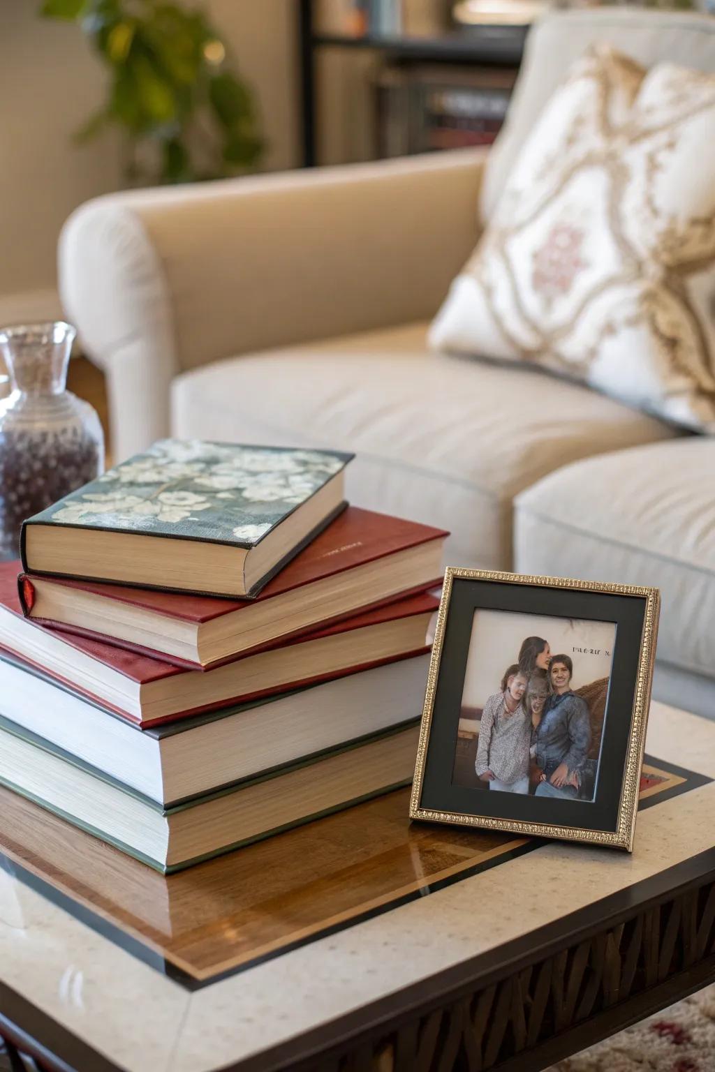Familial photographs infuse your aesthetic with personal warmth.