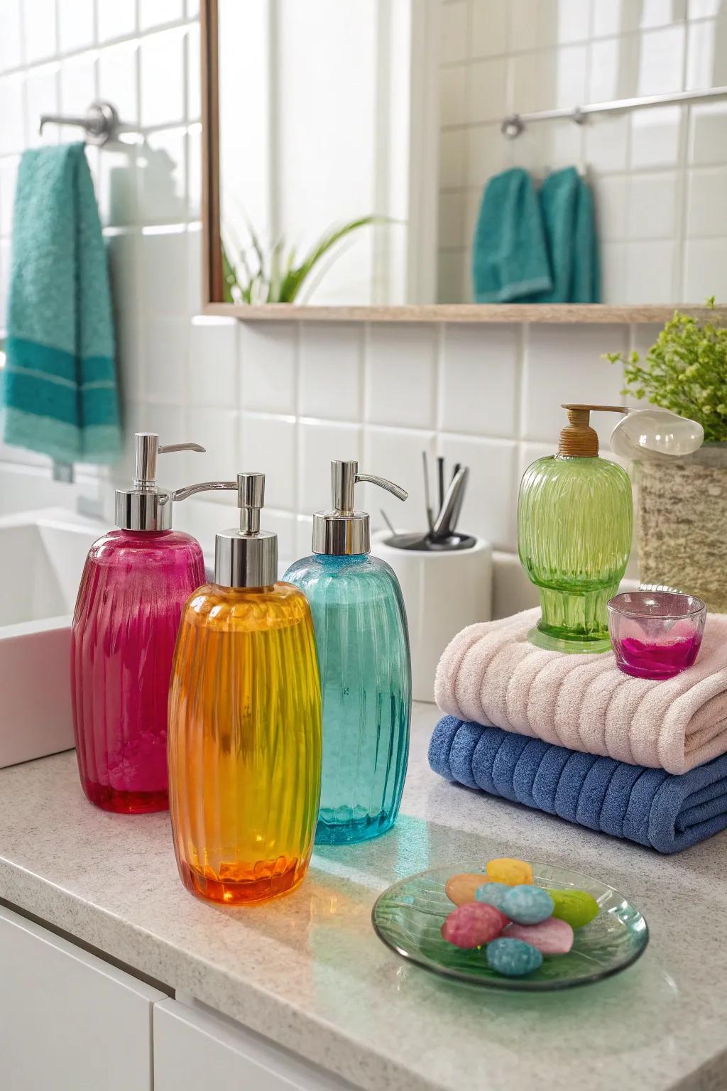 Glass highlights that shimmer with color.