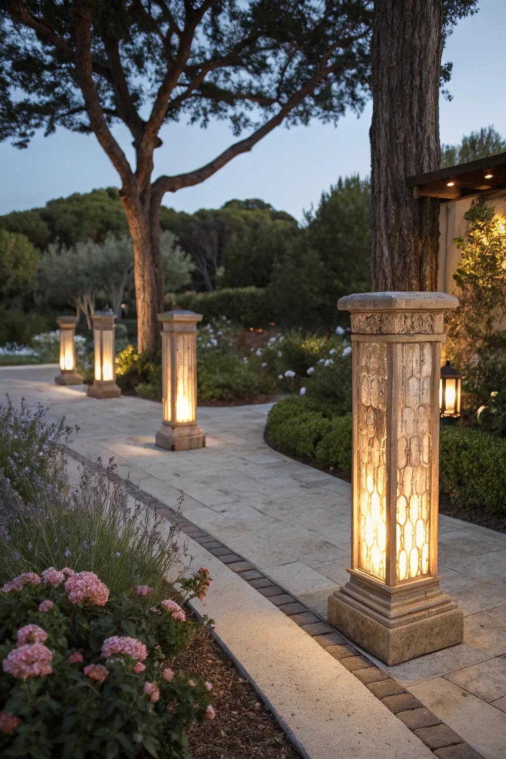 Infuse warmth with natural texture columns.