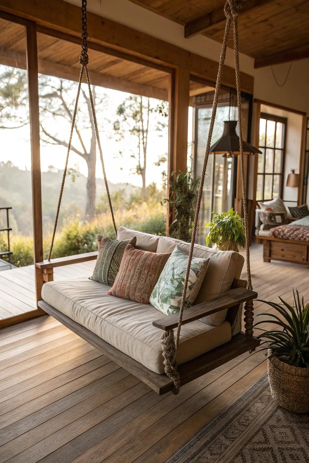 Outdoor-inspired components usher in a revitalizing and whimsical nuance to this living room.