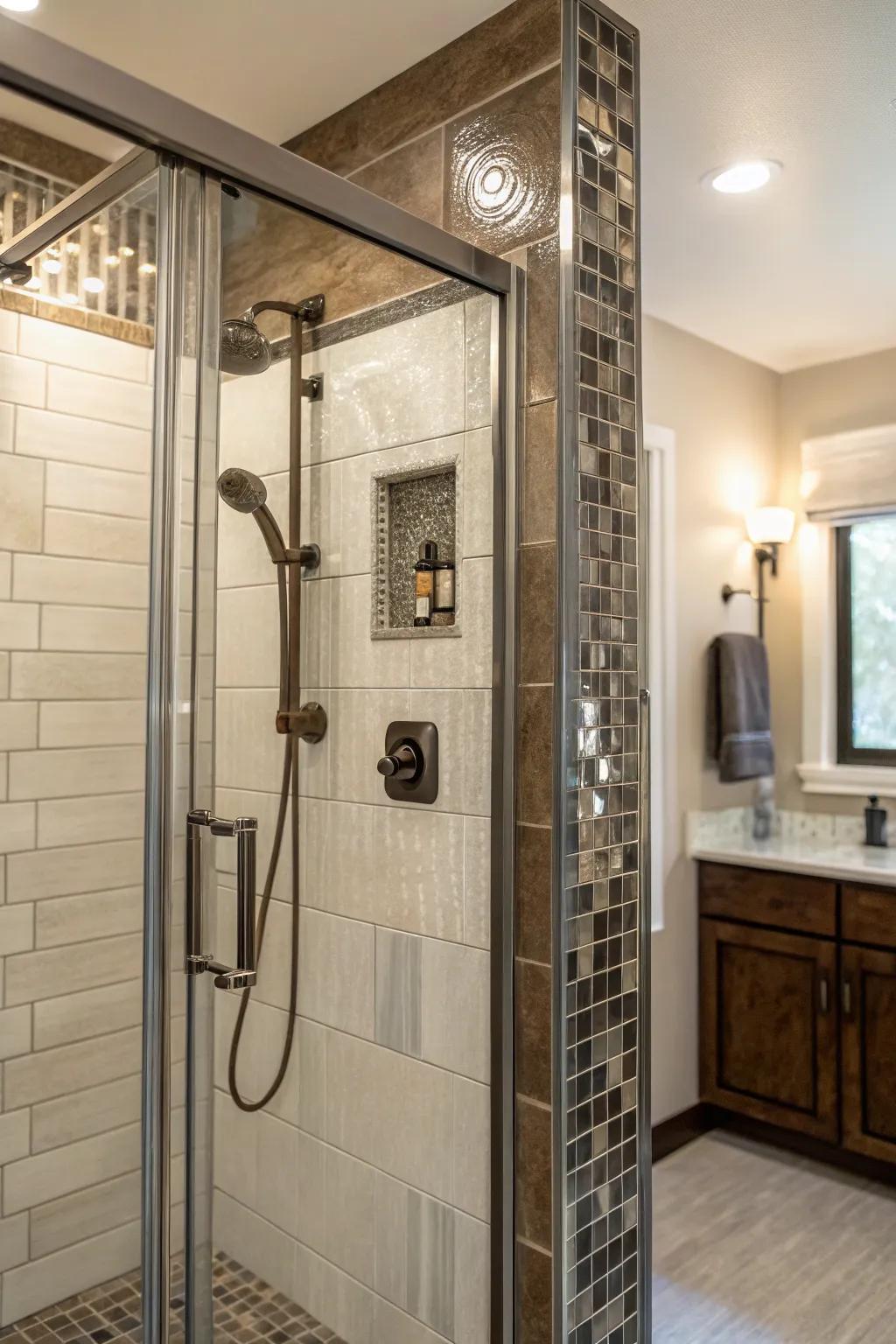 Brilliant touches add glamour and sophistication to your shower.