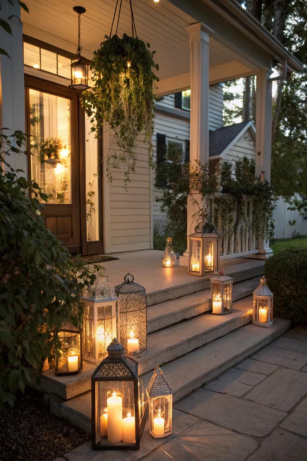 Lanterns add a traditional cozy touch to any entrance.