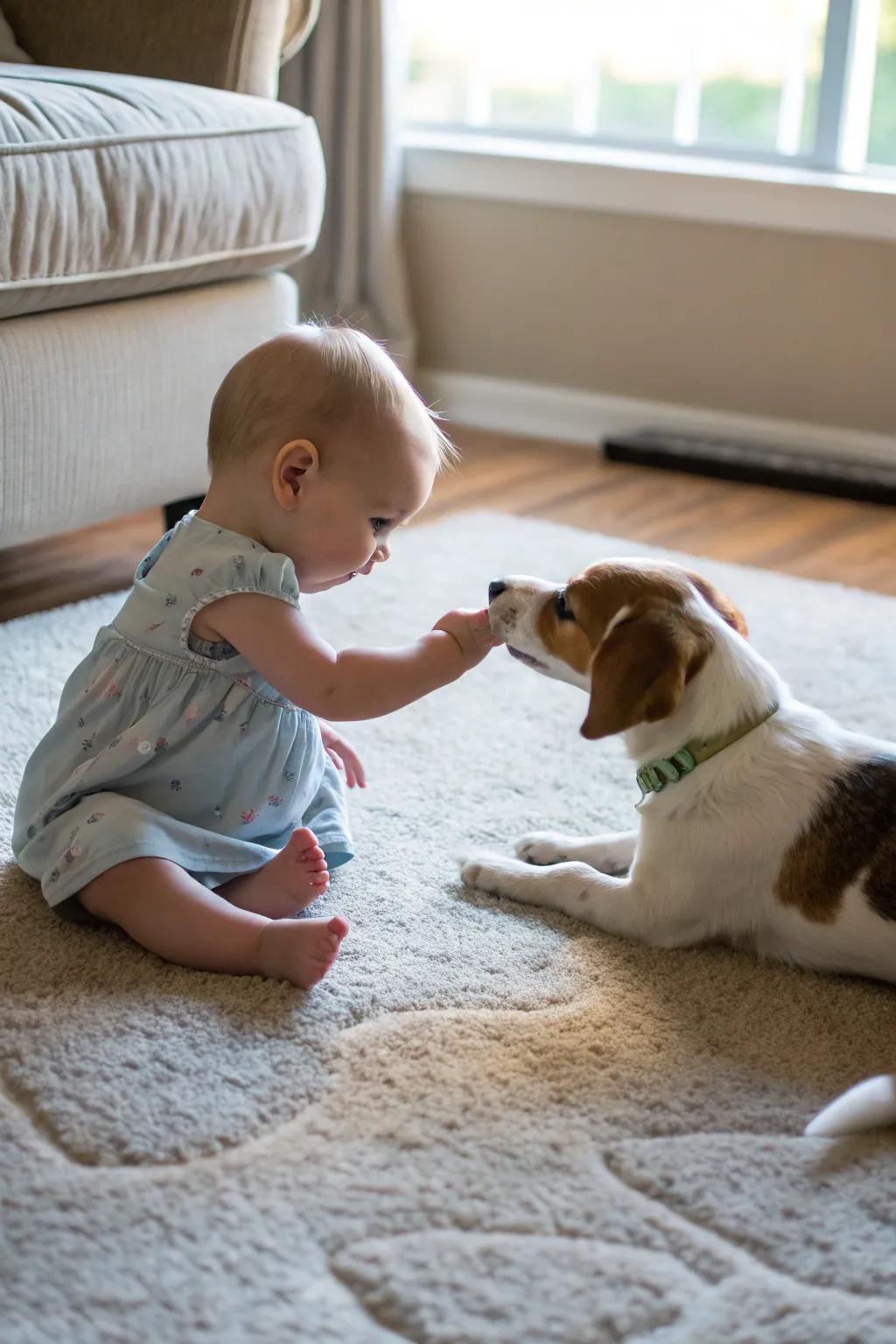 Immortalizing the bond between baby and pet.