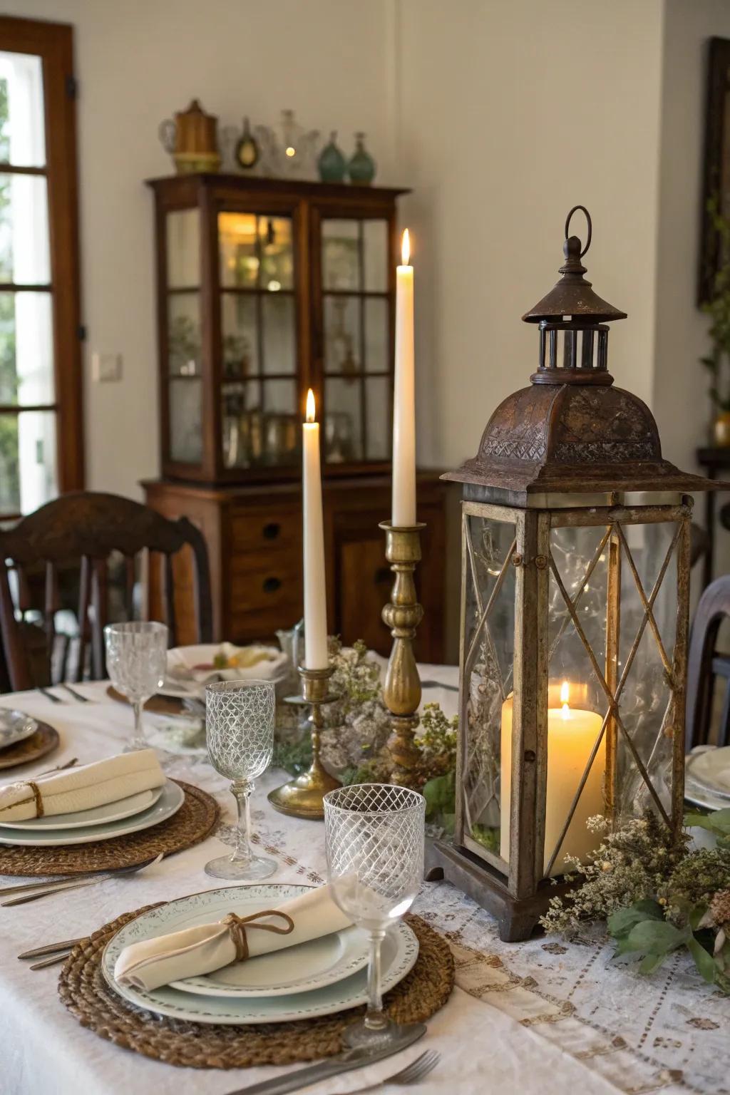 Vintage finds imbue your dining table with timeless elegance and character.