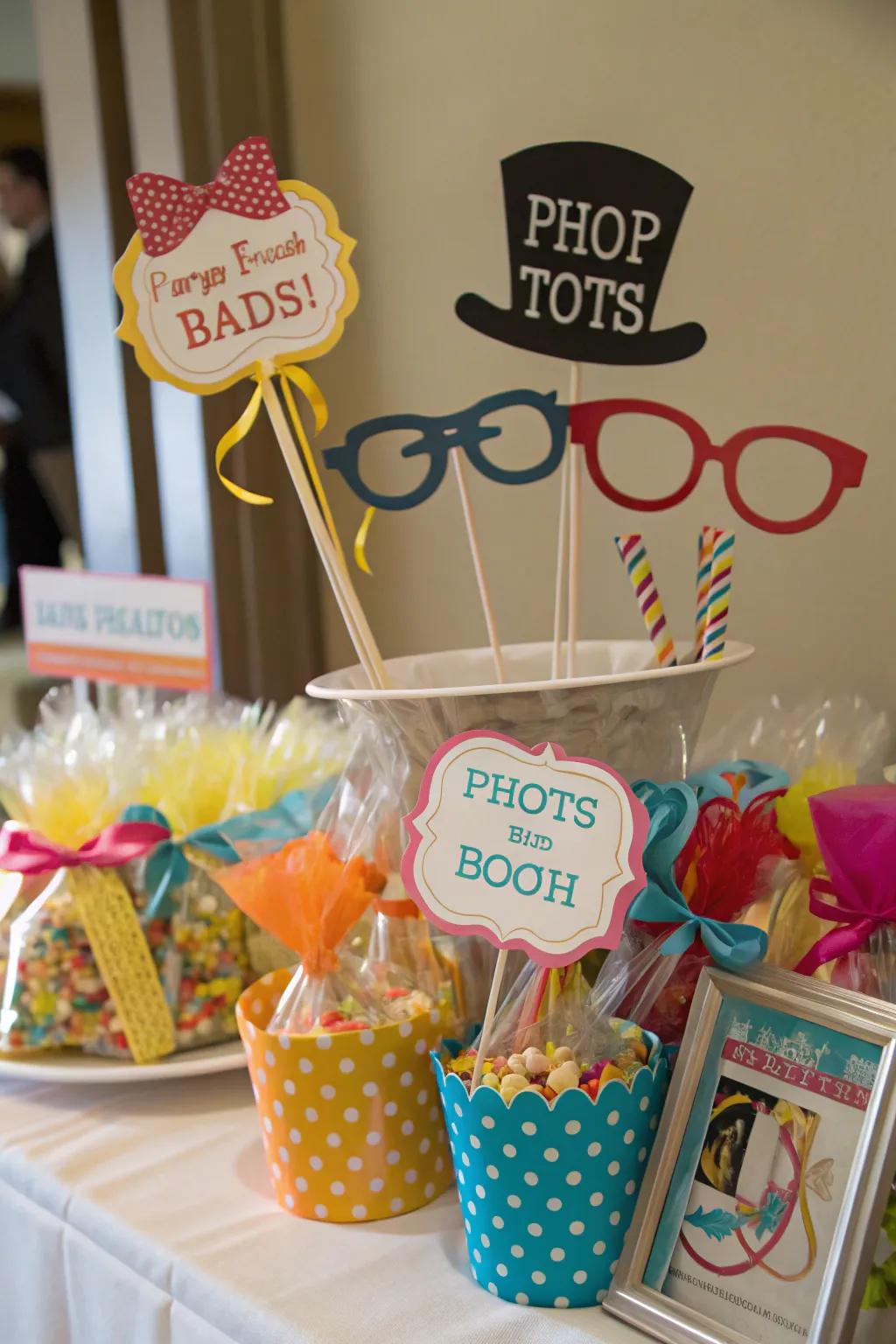 Photo booth accessories and treats for picture-perfect fun.