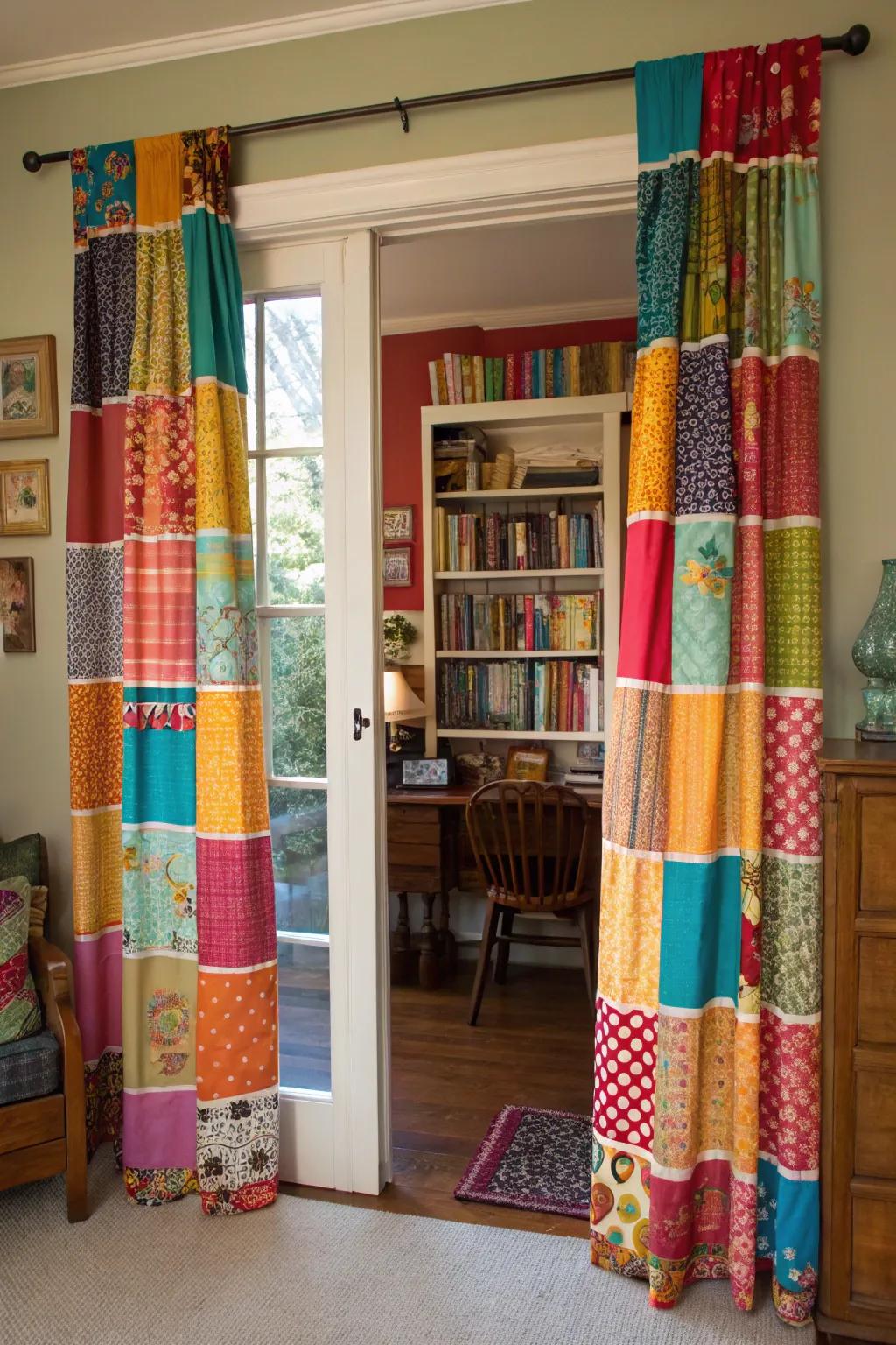 Fabric pieces drapes bring vibrant eclecticism to any room.