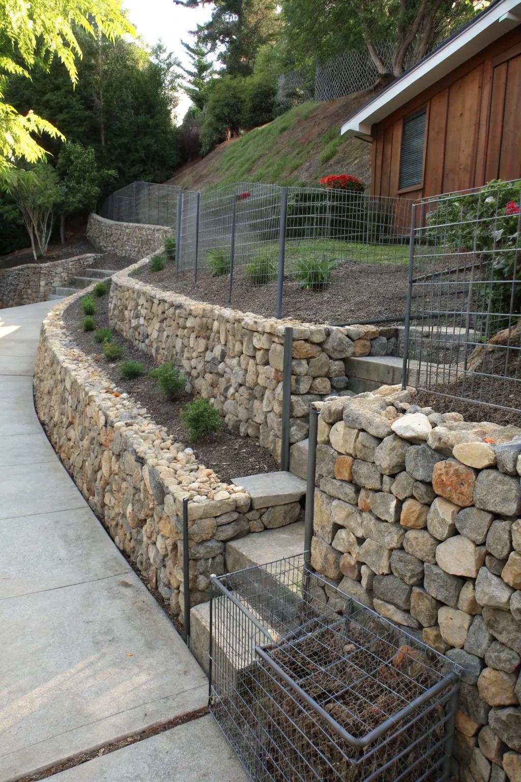 Cage berms offer a modern and functional solution for stabilizing slopes.