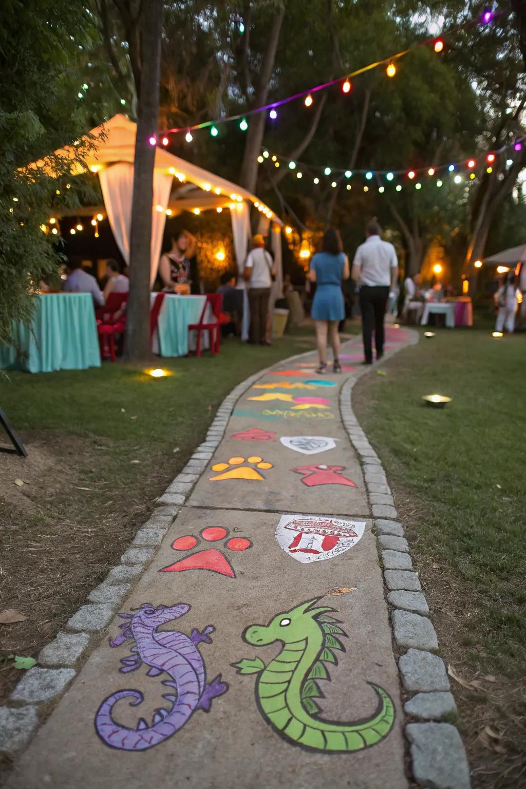 Dragon footprints guide guests to a world of wonder.