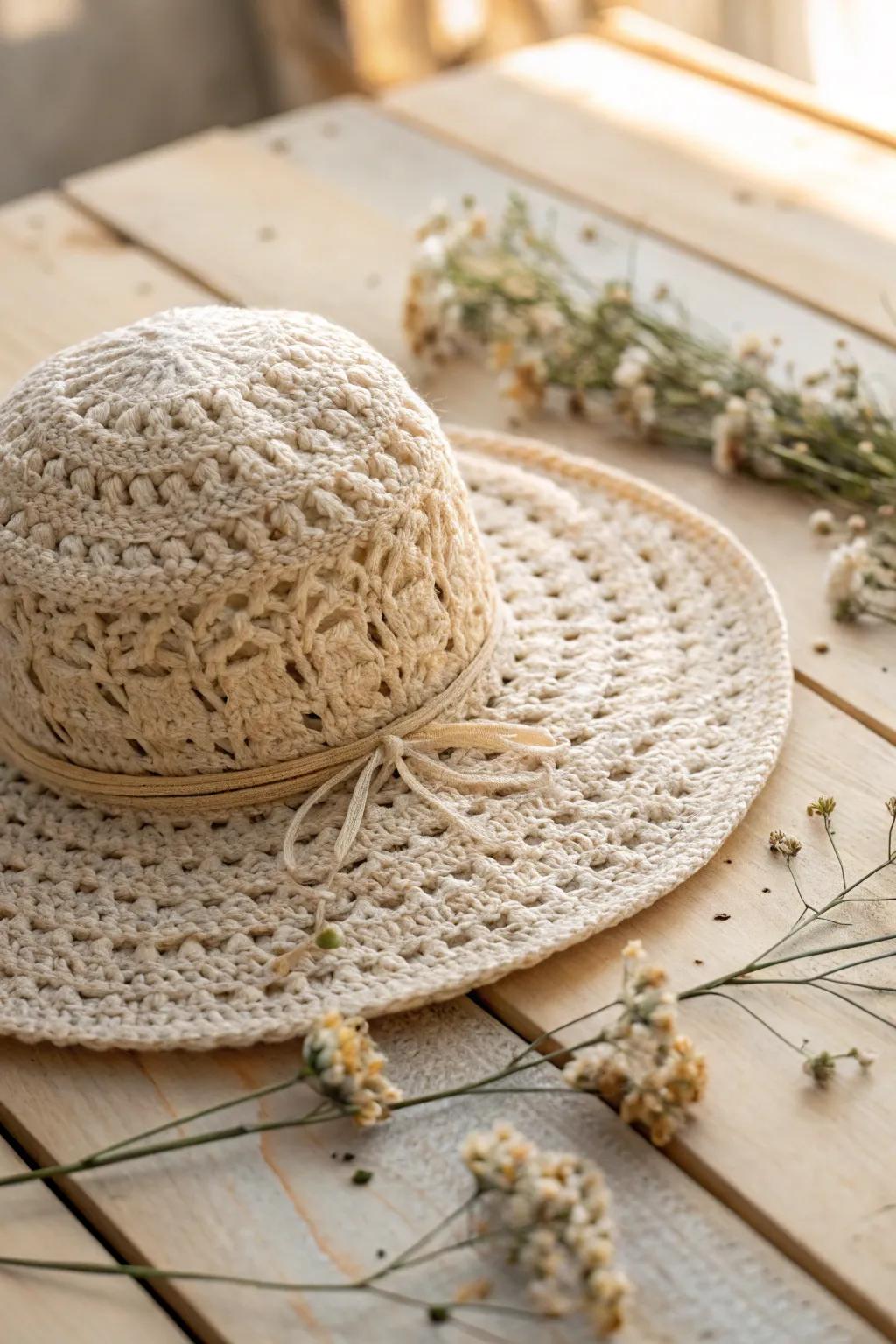 Welcome sunny days with a handcrafted crochet light-shield that merges minimalism with bohemian elegance.