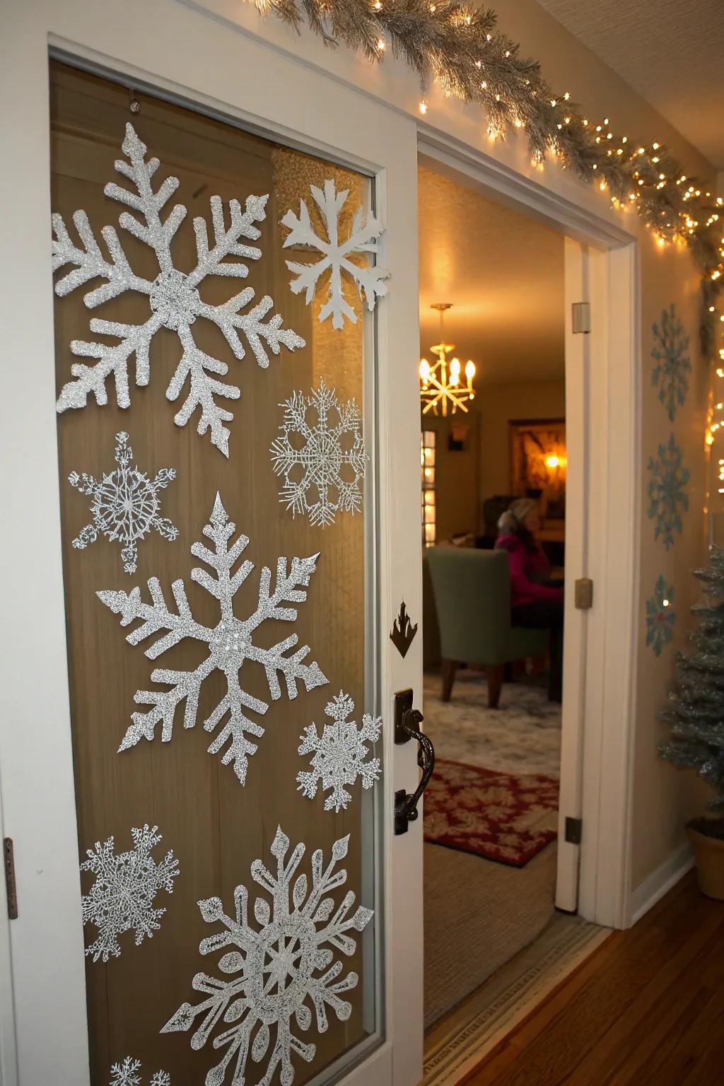 Icy crystal accents append a sparkling wintry nuance to any portal.