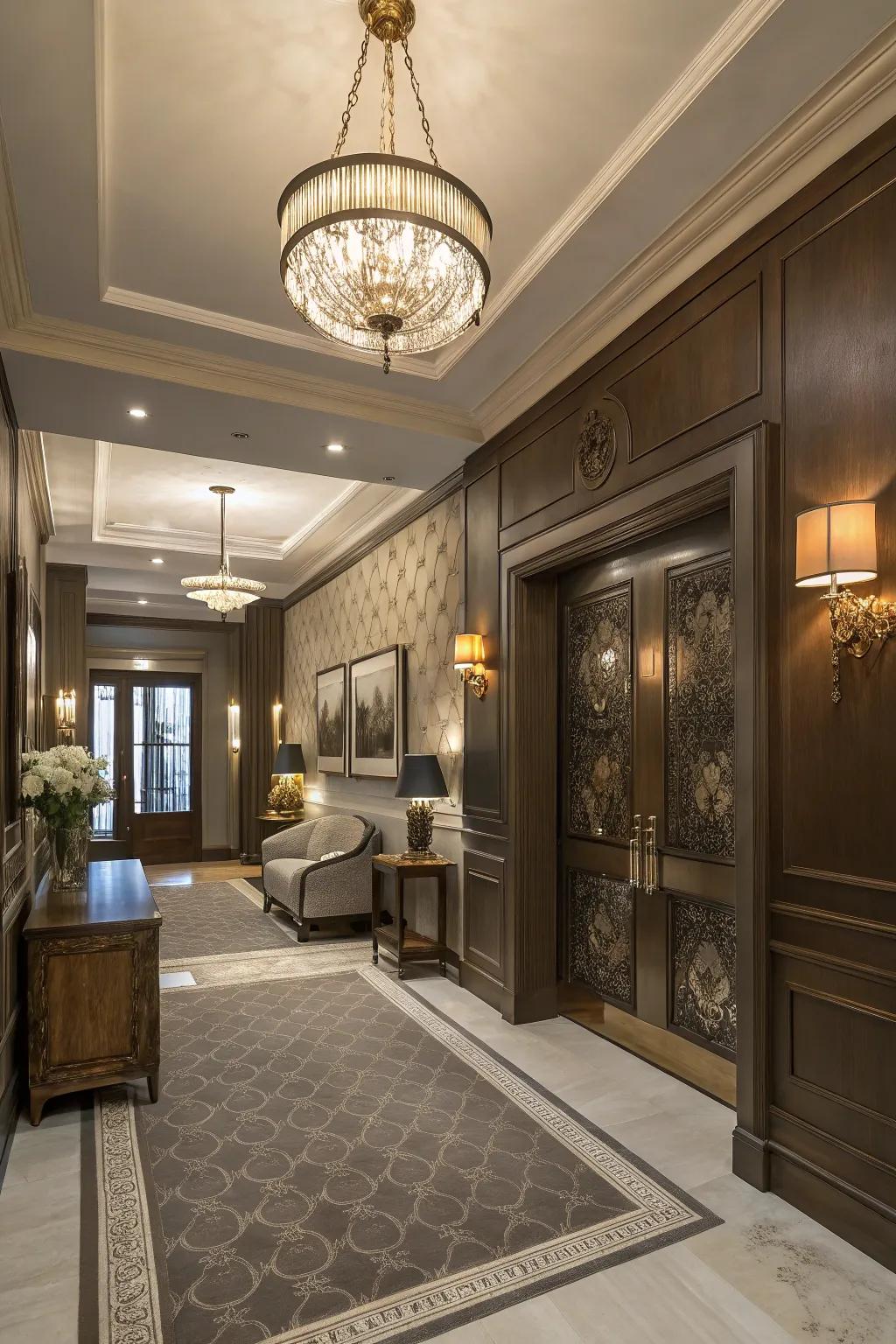 Accomplish sophistication with cocoa stone tones.