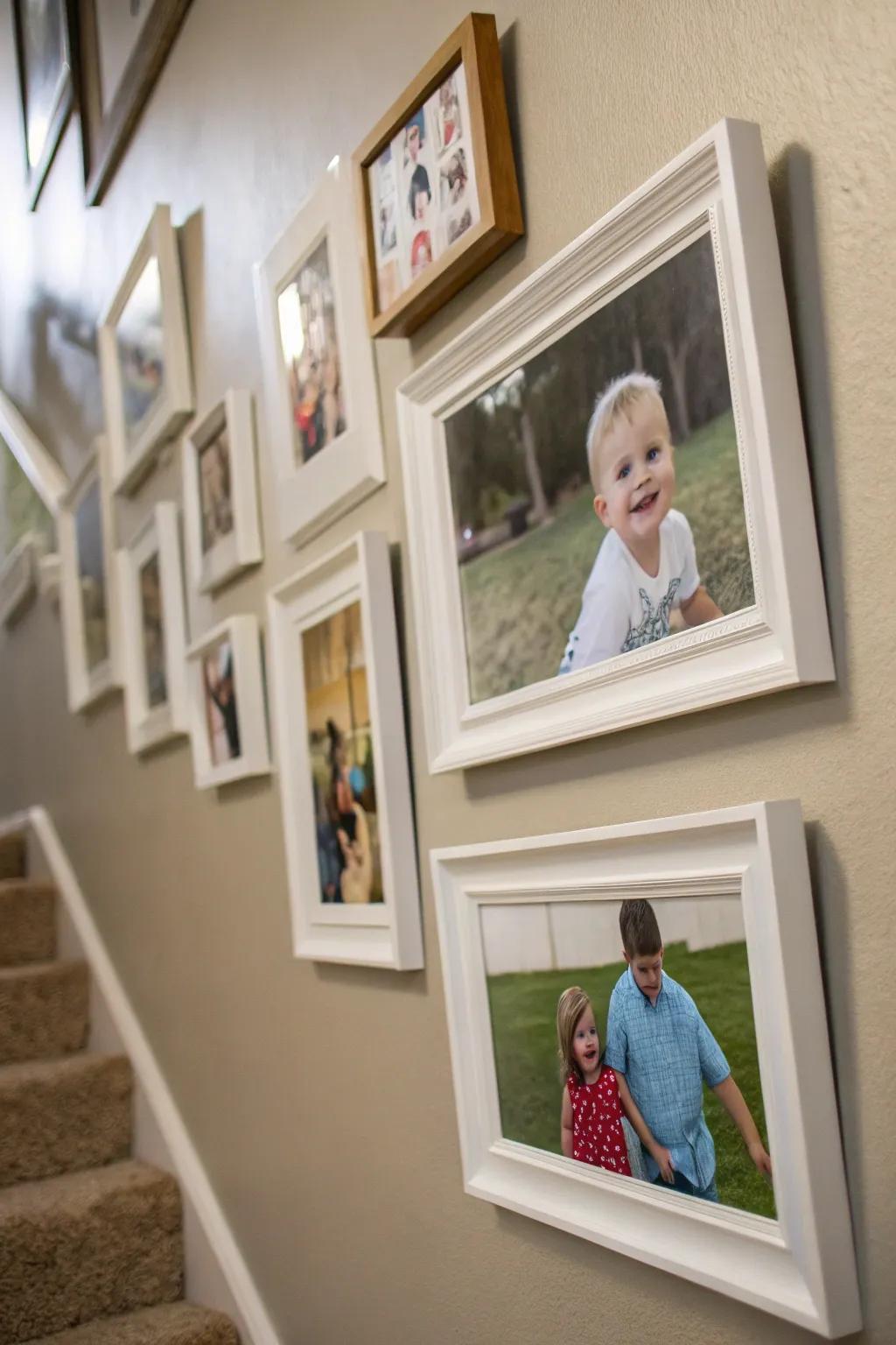 Suspended frames crafting a sophisticated portrait presentation