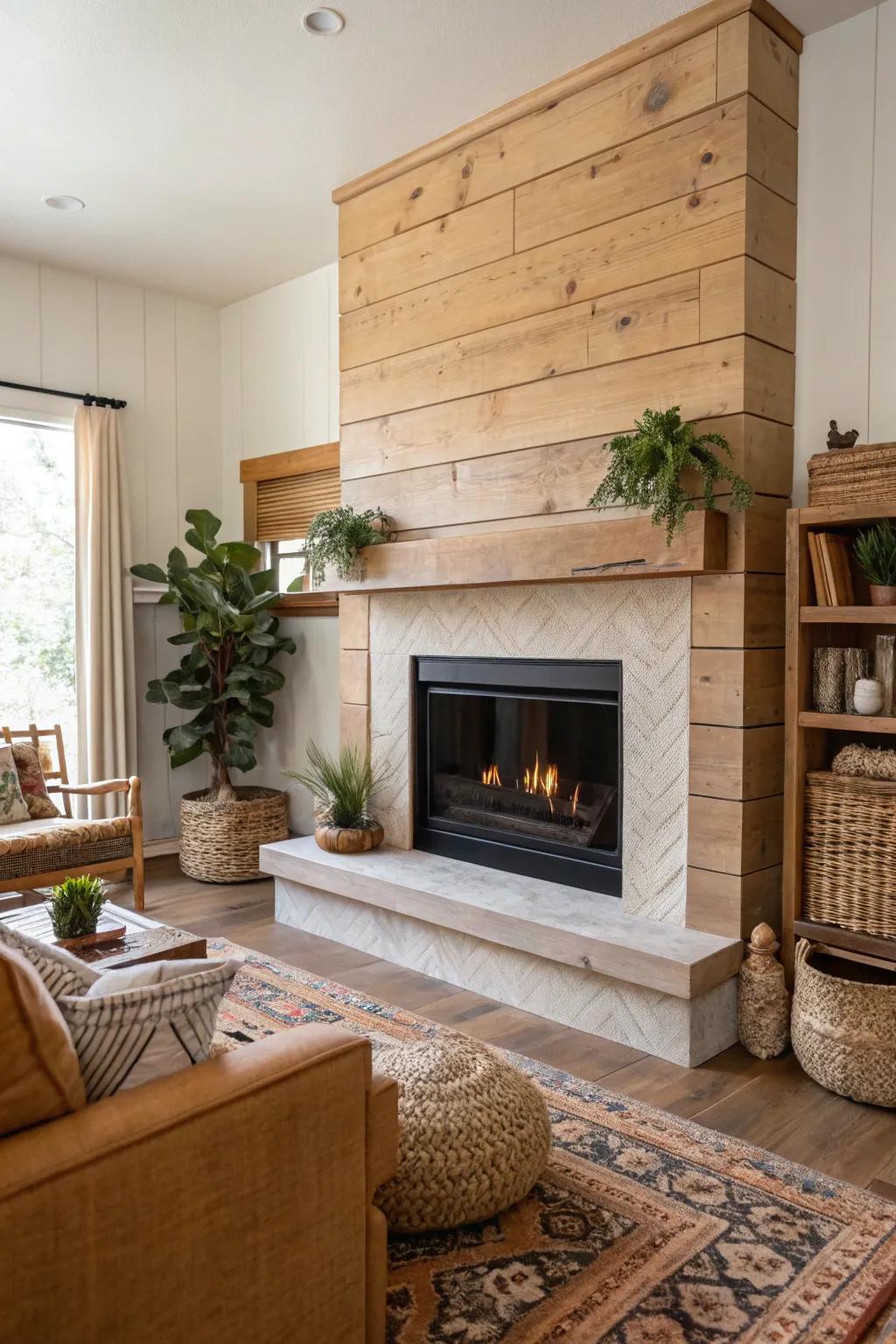 Natural timber infuses organic warmth and an earthy sensation.