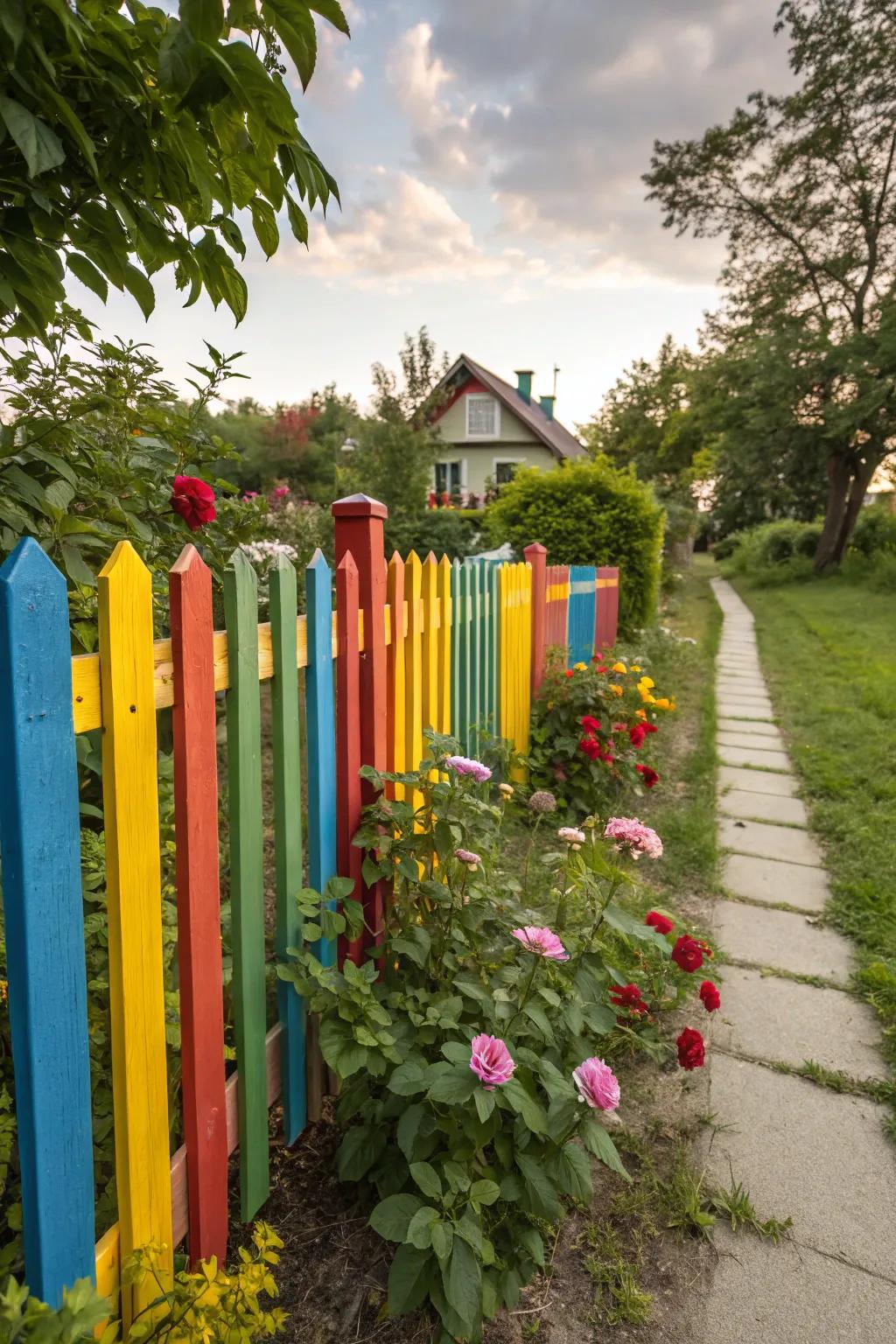 Vibrant coating transforms your fence into a lively artistic creation.