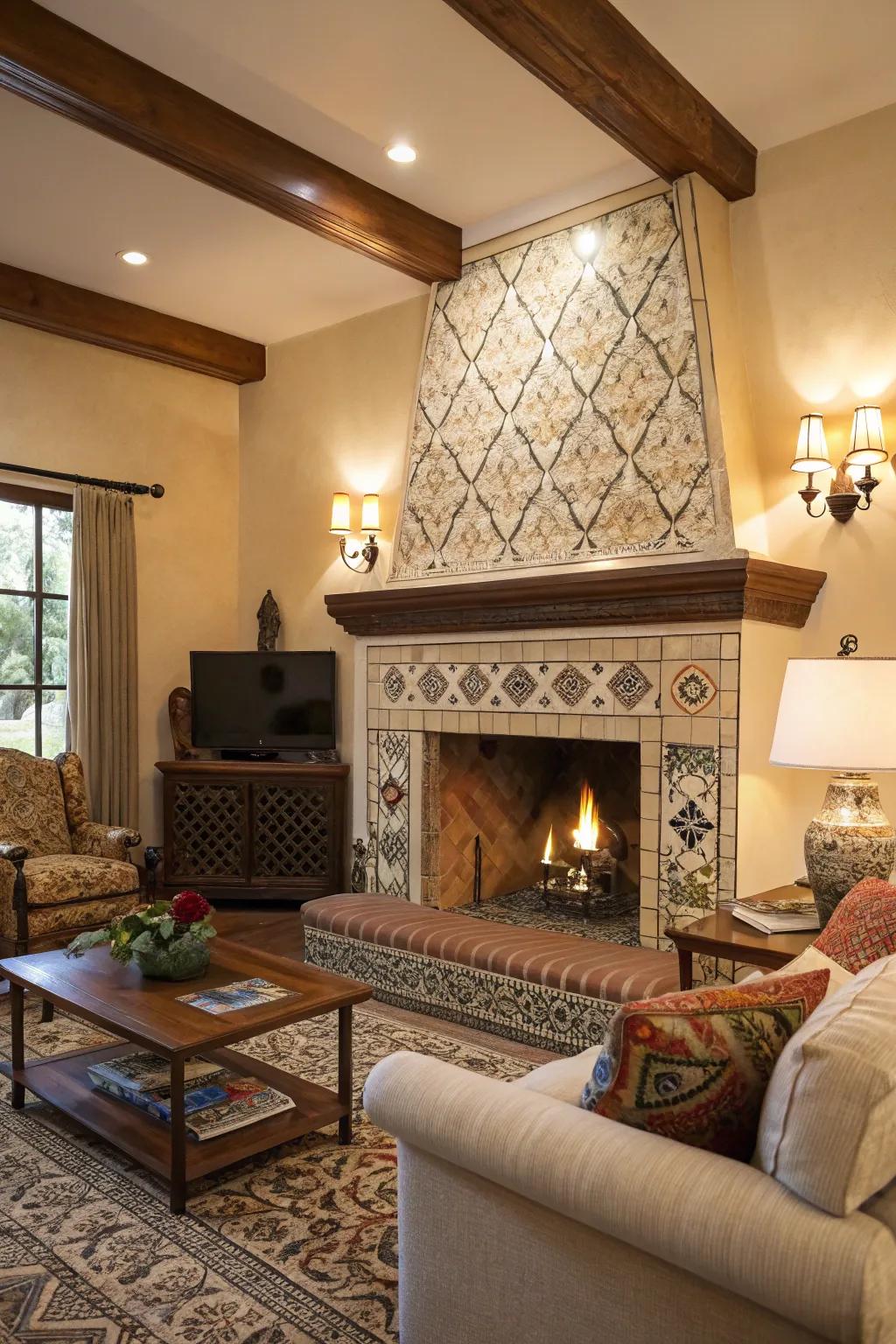 Ornamental stones introduce texture and visual intrigue.