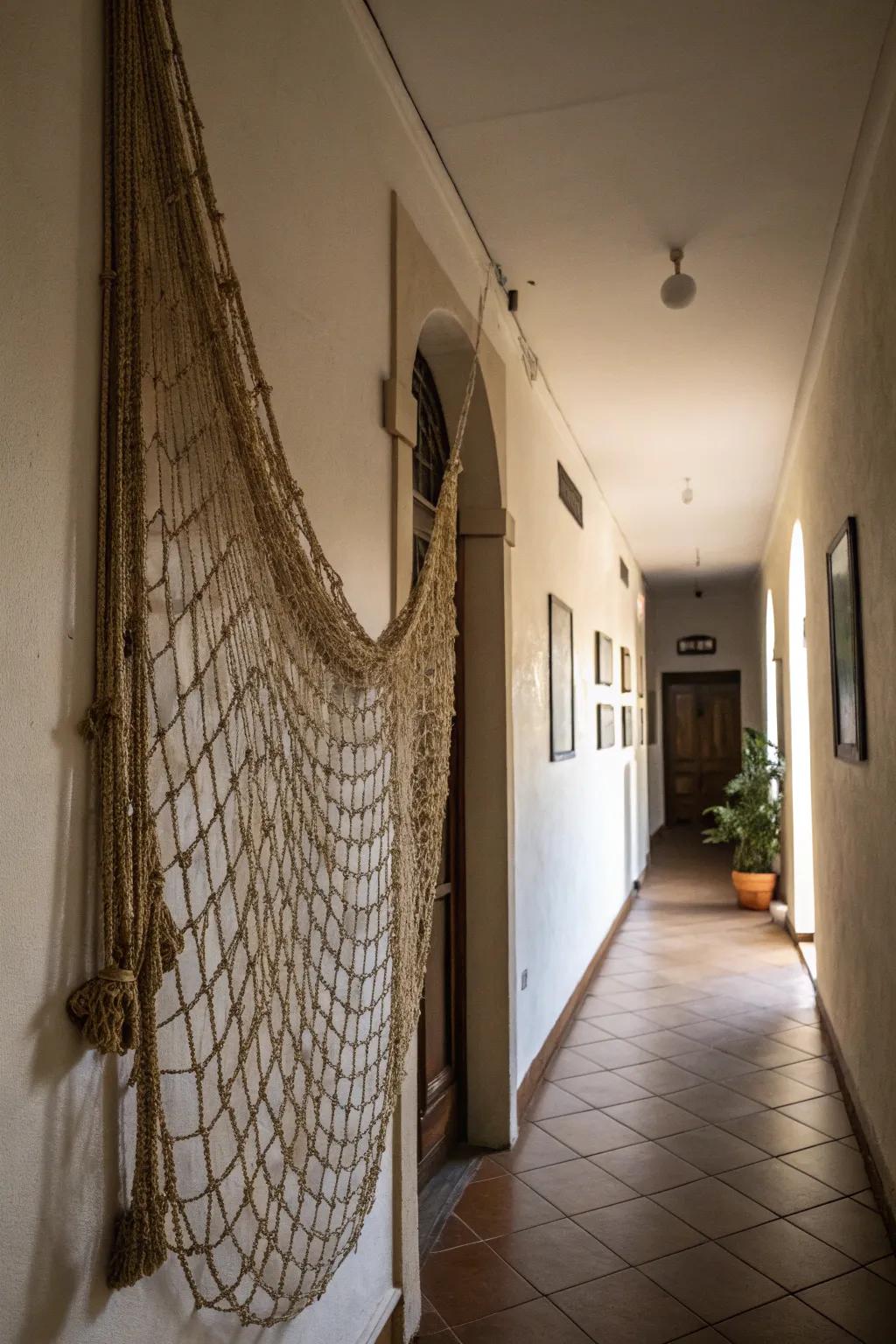 Reassigned fishing nets can inject texture and intrigue.