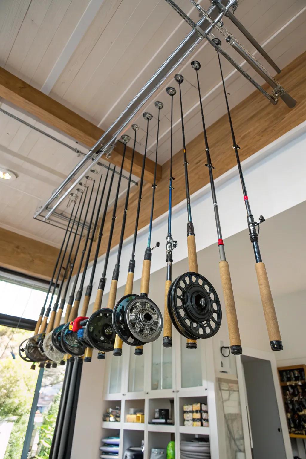 Ceiling pulley systems for innovative space management.