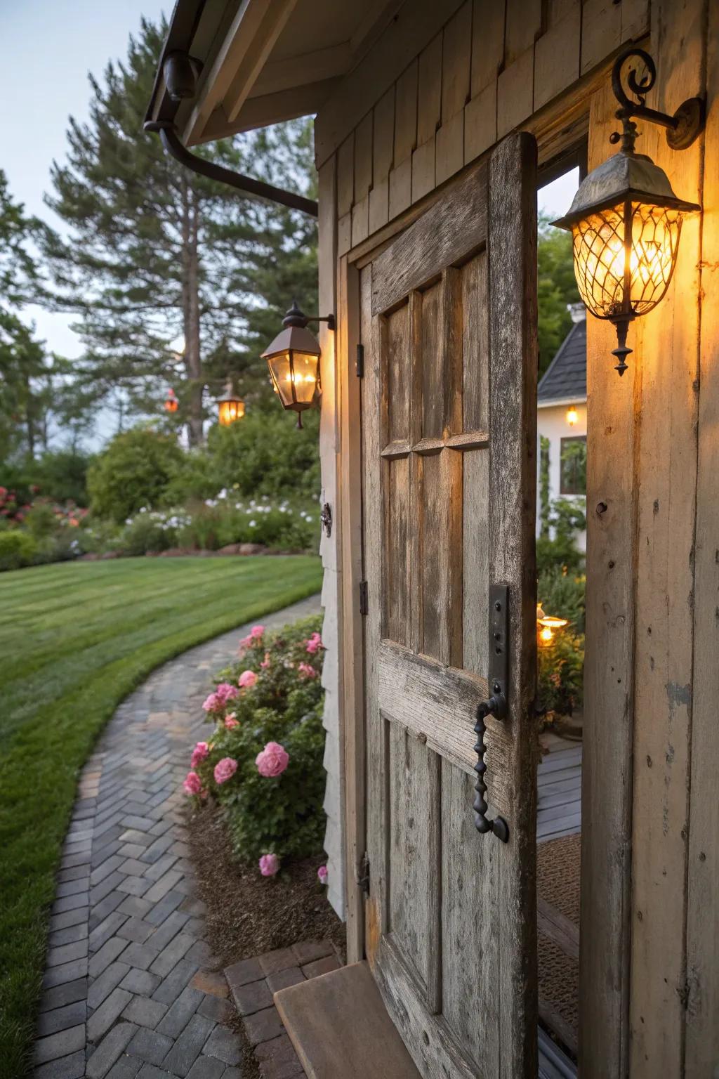 Rustic lighting gives countryside charm.