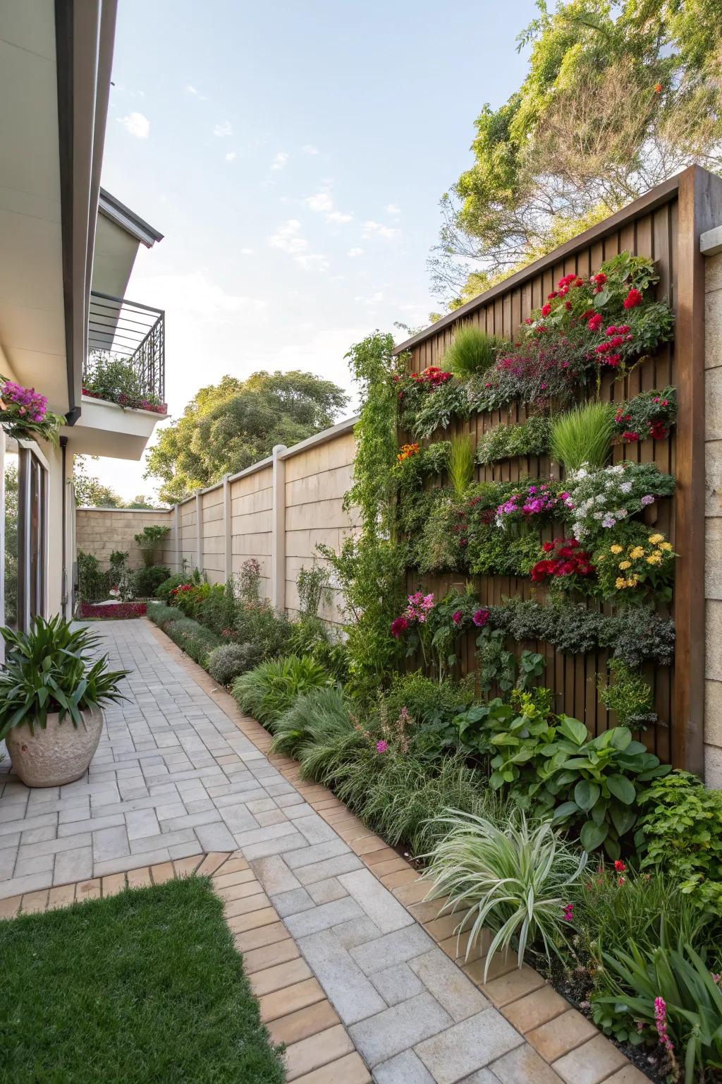Upright gardens enhance space and enrich greenery.