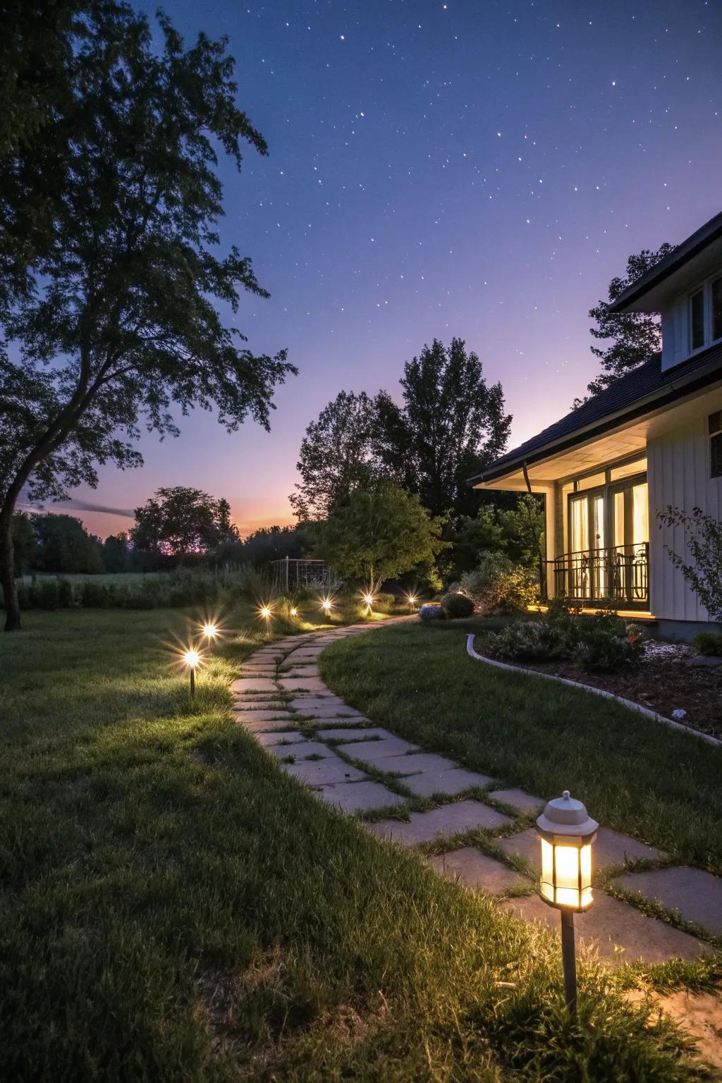 The magic of light turning a garden into a nighttime spectacle.